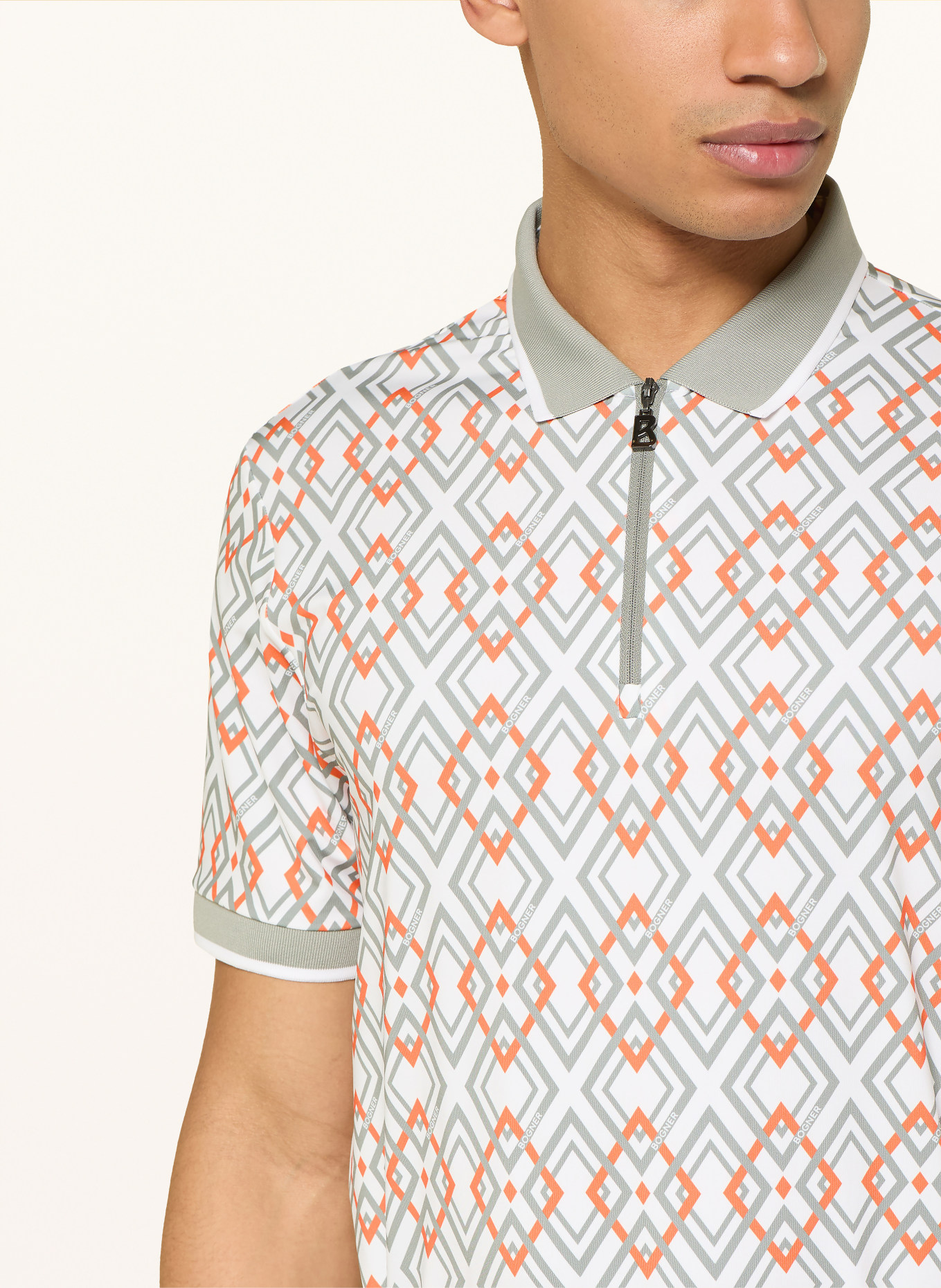 BOGNER Jersey-Poloshirt VALENTIN: WEISS / ORANGE / OLIV