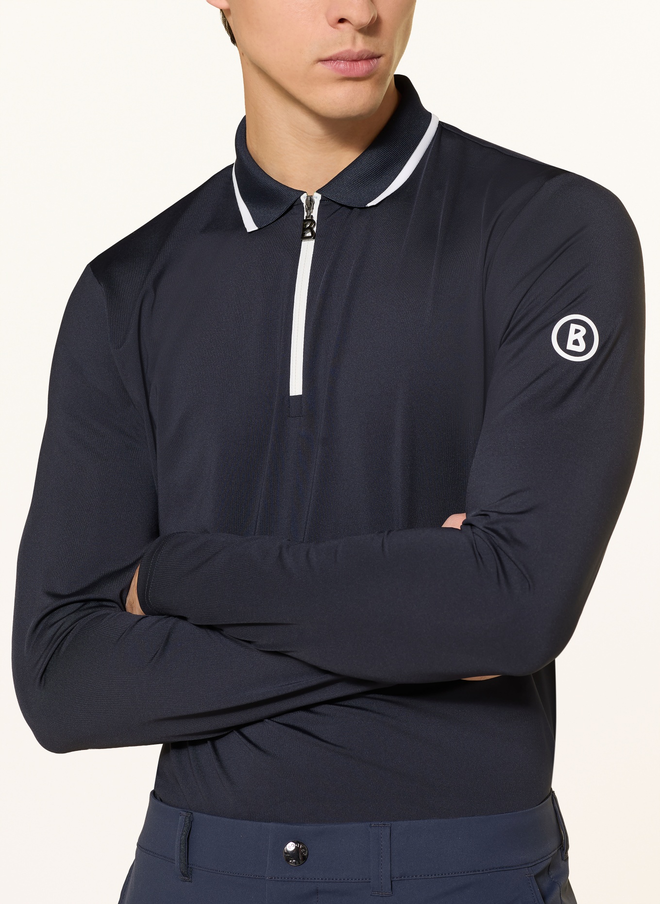 BOGNER Jersey-Poloshirt JONAH: DUNKELBLAU / WEISS