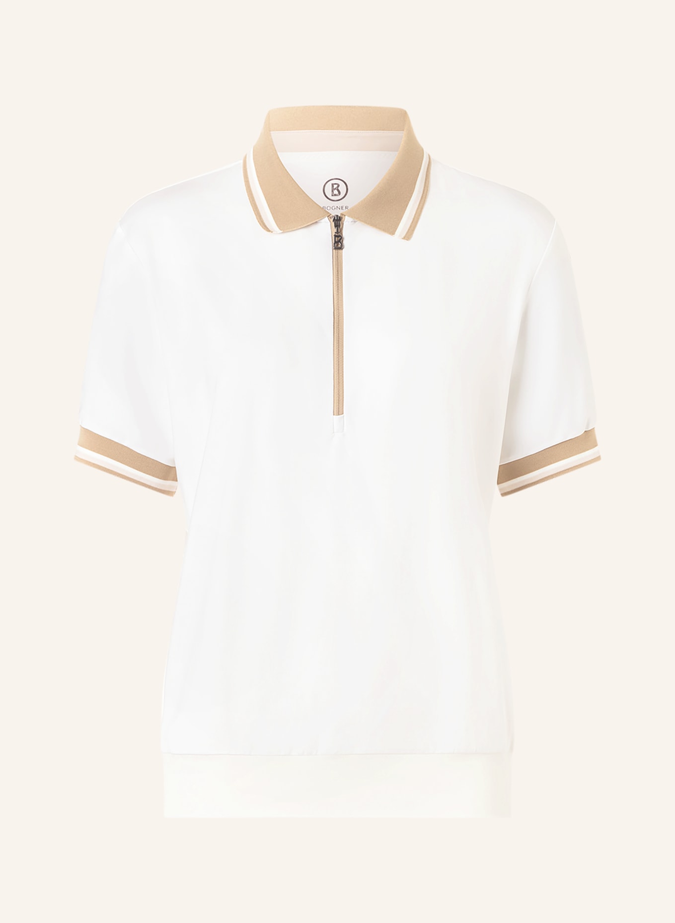 BOGNER Funkční polokošile LAURINA: BÍLÁ / BÉŽOVÁ