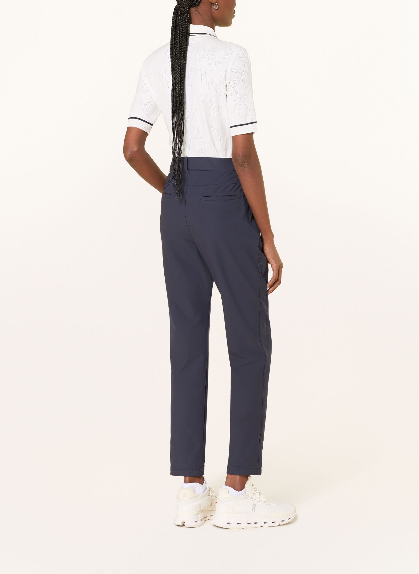 BOGNER Pletené polo tričko MANDY: BÍLÁ / TMAVĚ MODRÁ / ČERNÁ