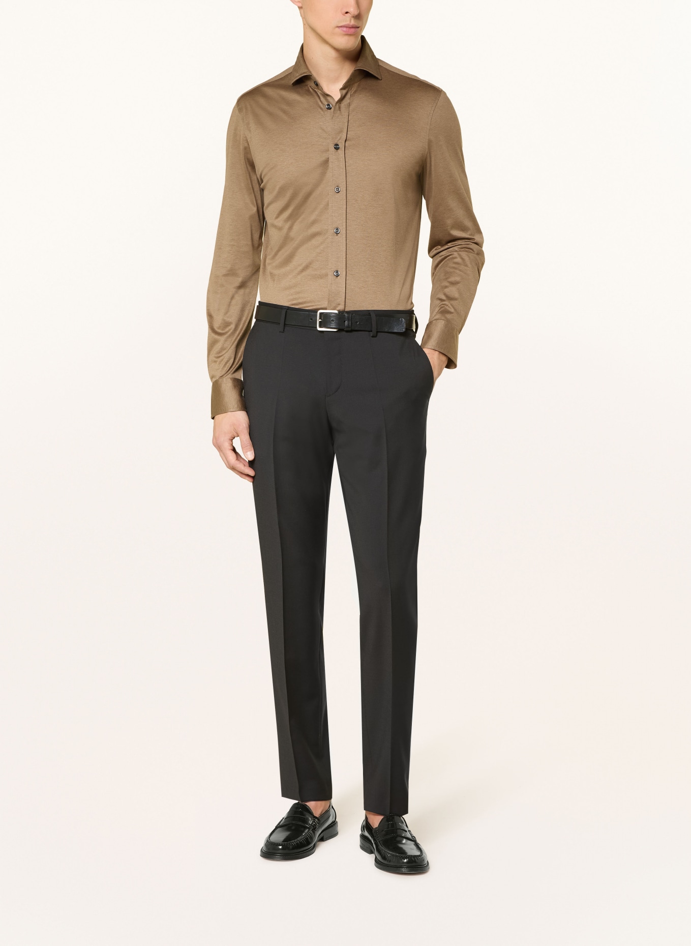 BALDESSARINI Jerseyhemd HUGH Slim Fit: HELLBRAUN