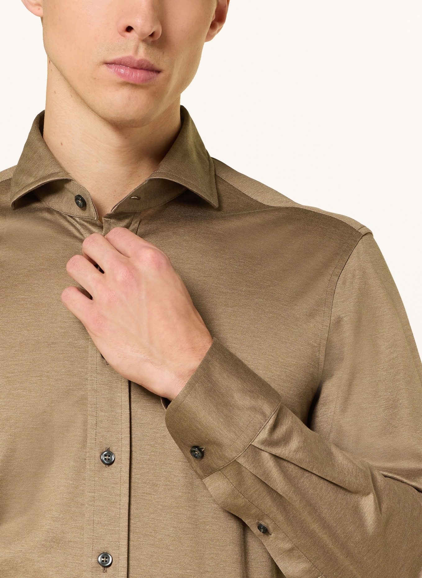 BALDESSARINI Jerseyhemd HUGH Slim Fit: HELLBRAUN