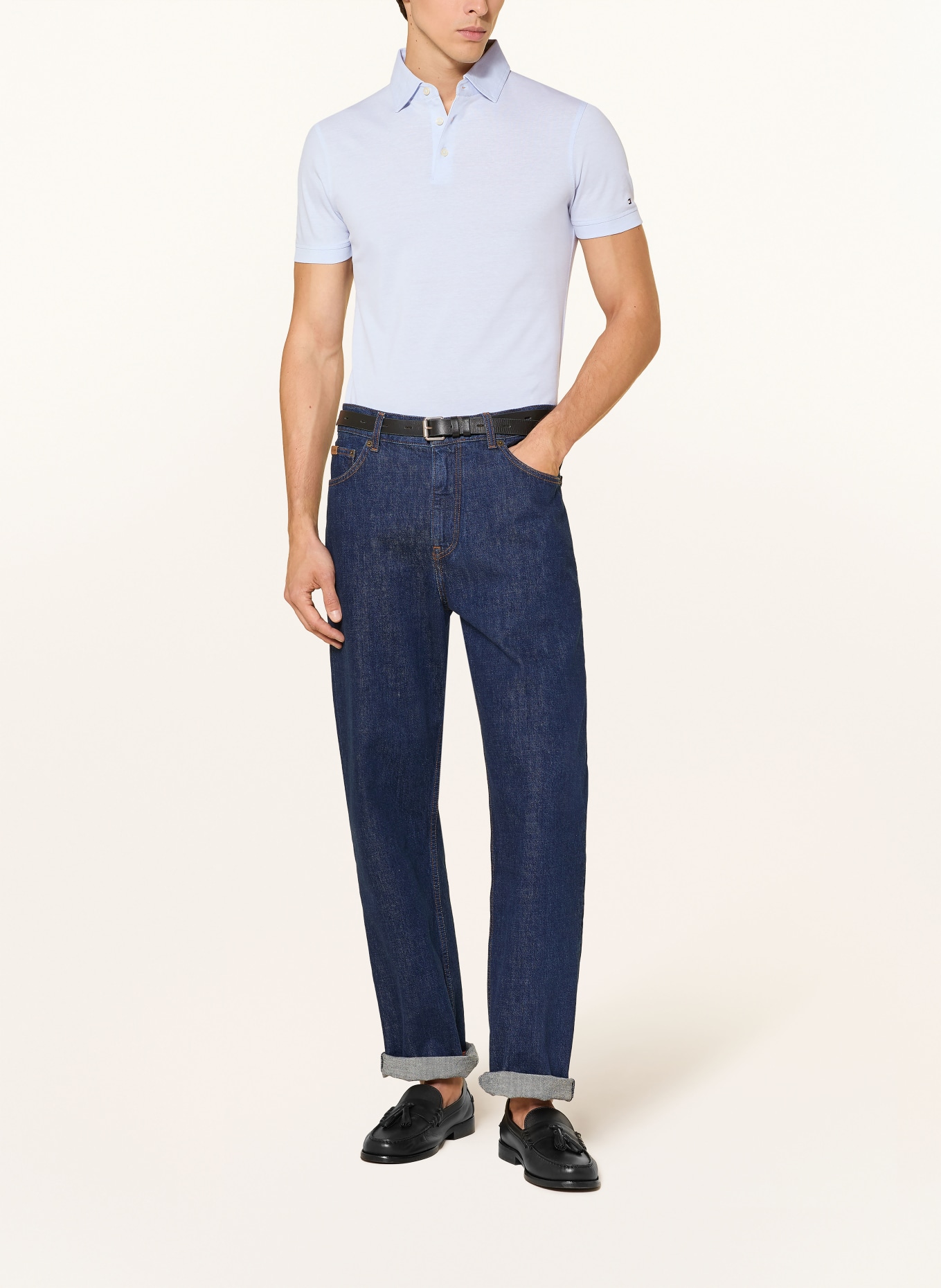 TOMMY HILFIGER piqué polo shirt: LIGHT BLUE