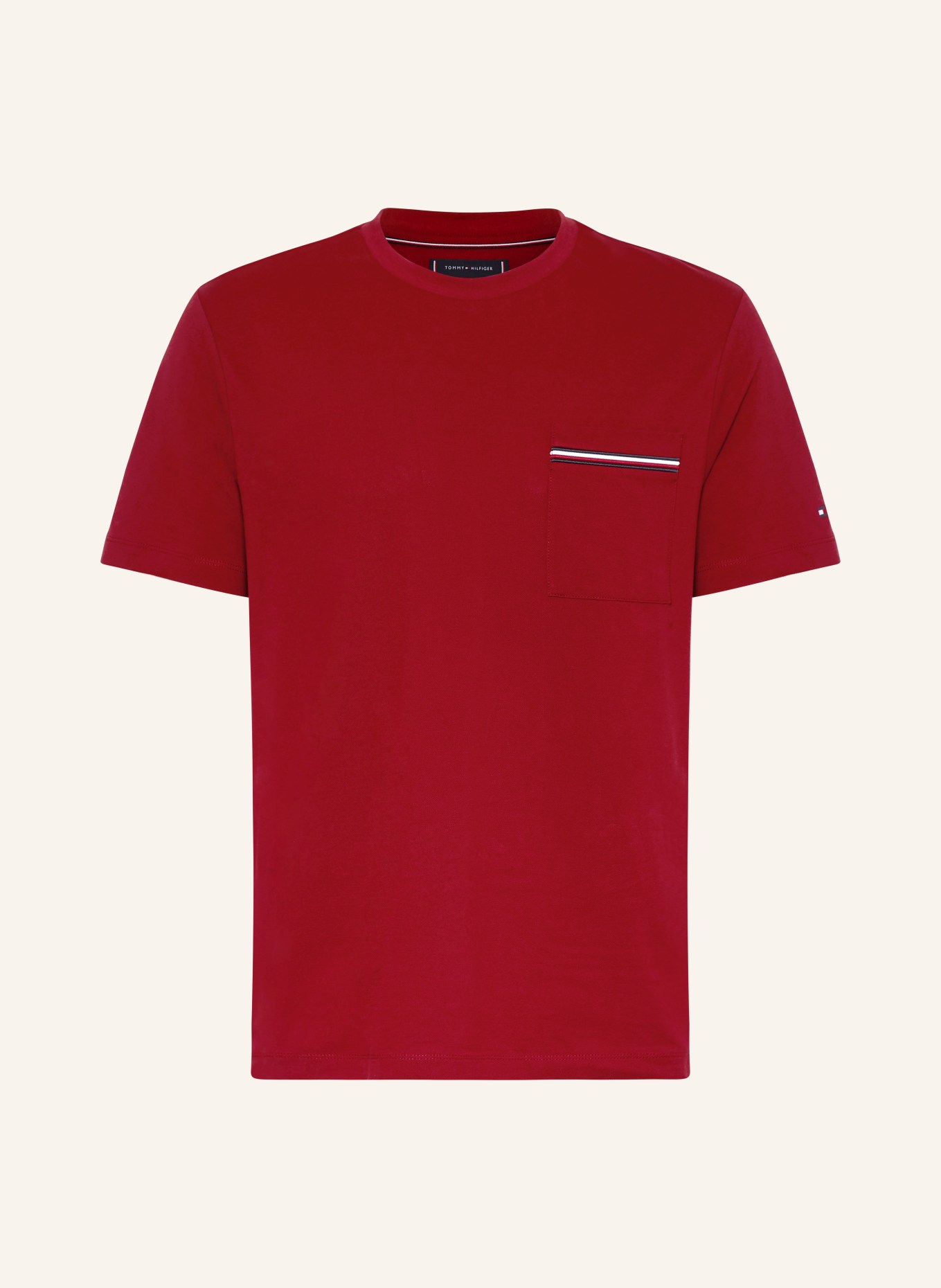 TOMMY HILFIGER tričko: TMAVĚ ČERVENÁ