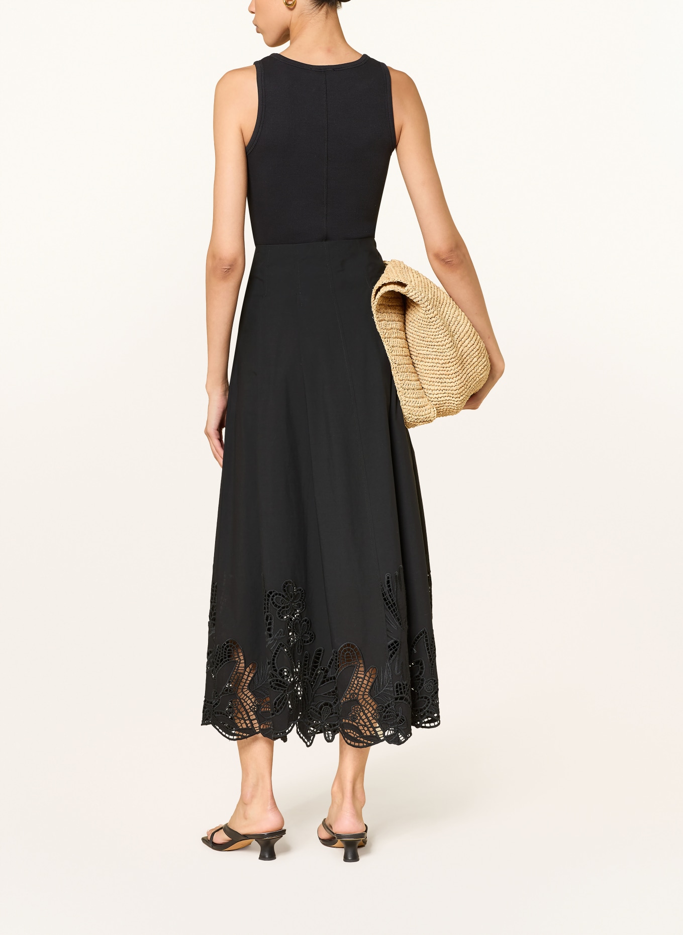 RIANI Skirt with lace trim: BLACK
