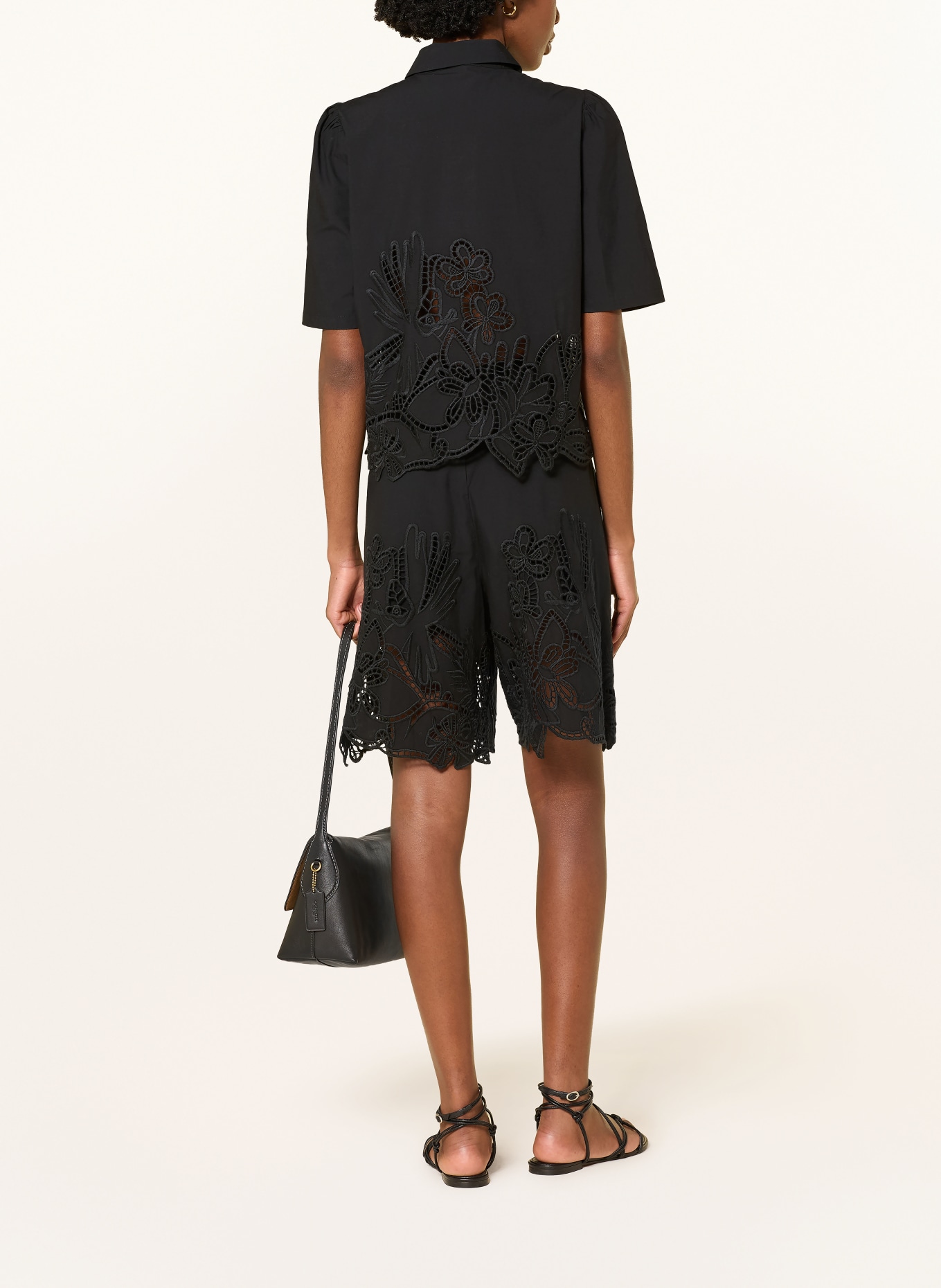 RIANI Shirt blouse with eyelet lace: BLACK