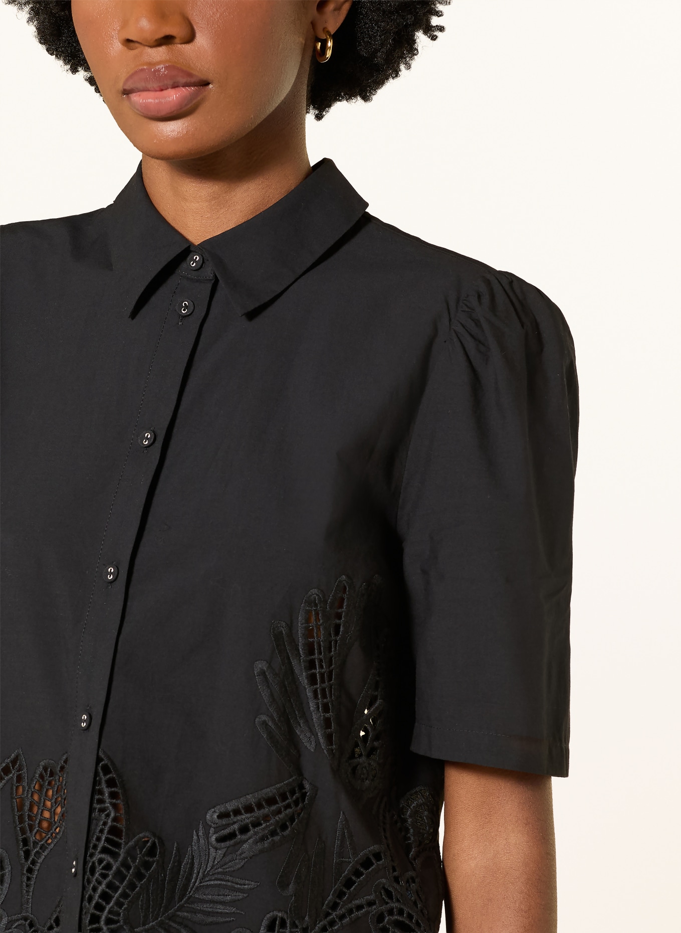 RIANI Shirt blouse with eyelet lace: BLACK