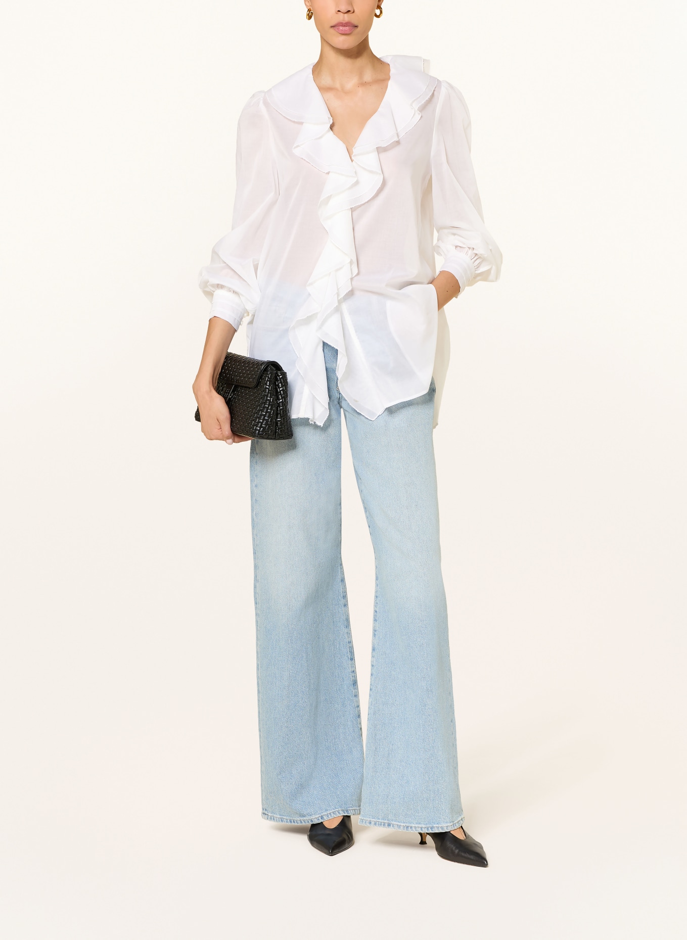 RIANI Bluse mit Volants: WEISS