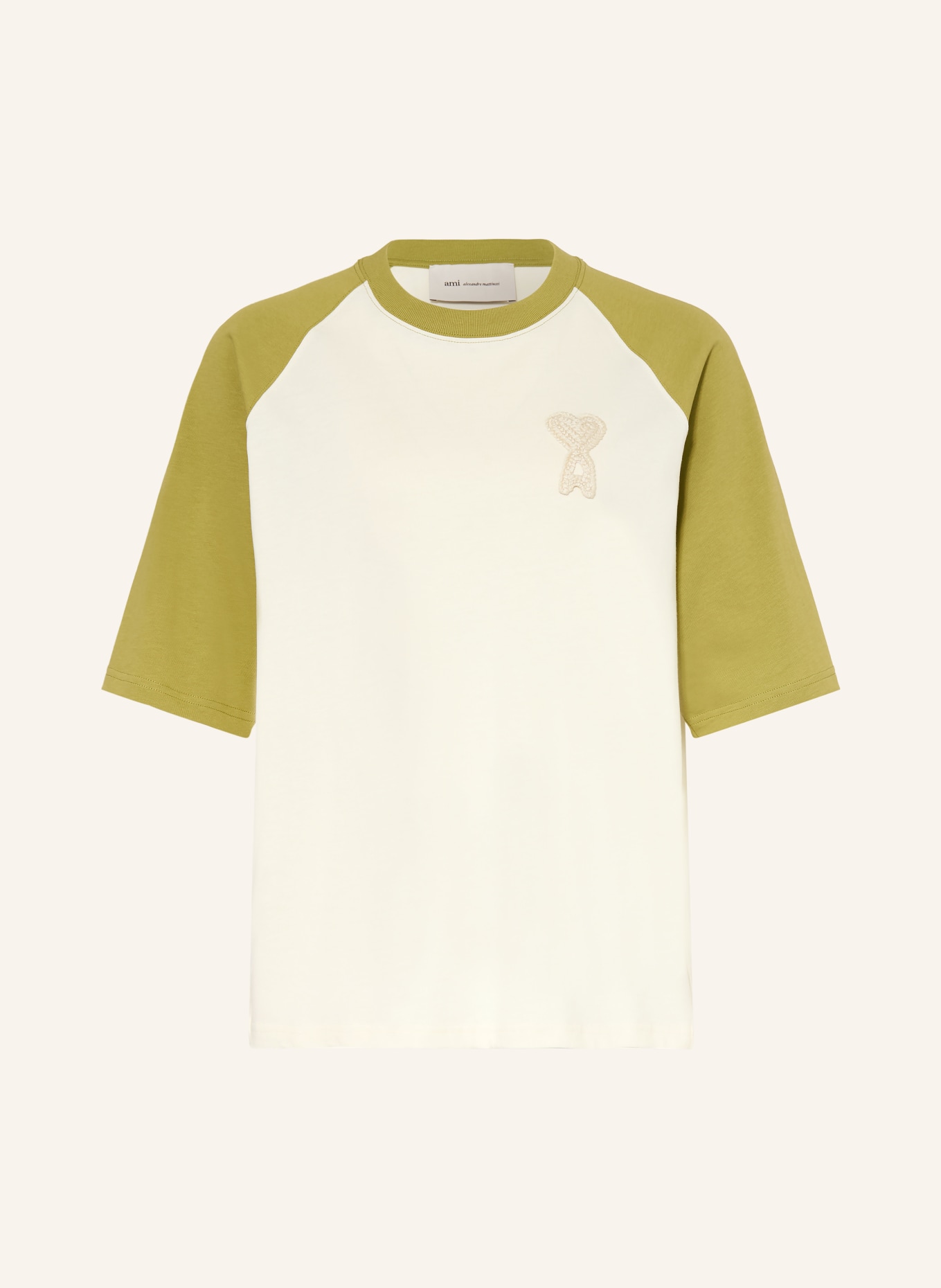 AMI PARIS T-Shirt: CREME / HELLGRÜN