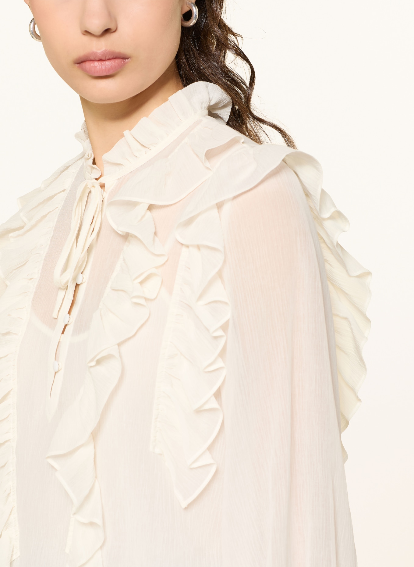 van Laack VL-LORIEL-LV blouse shirt with ruffles: WHITE