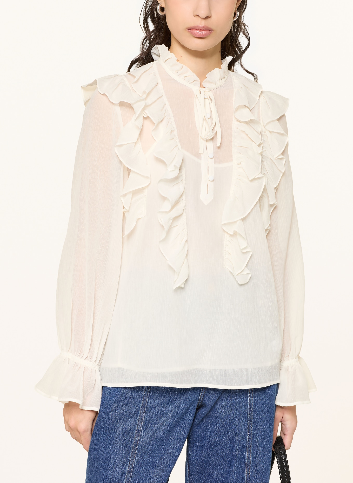 van Laack VL-LORIEL-LV blouse shirt with ruffles: WHITE