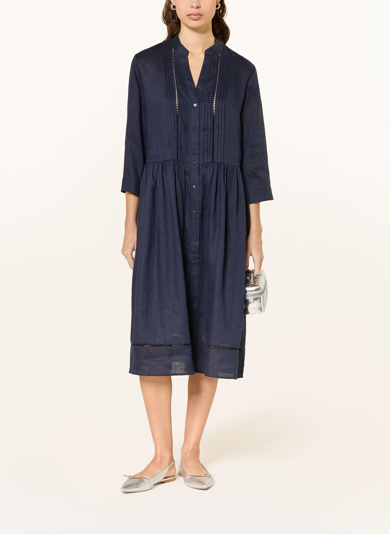 van Laack Leinenkleid VL-KAIMI-E mit 3/4-Arm: DUNKELBLAU