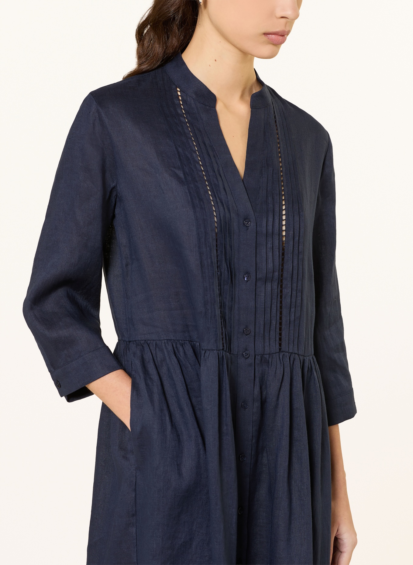 van Laack Leinenkleid VL-KAIMI-E mit 3/4-Arm: DUNKELBLAU