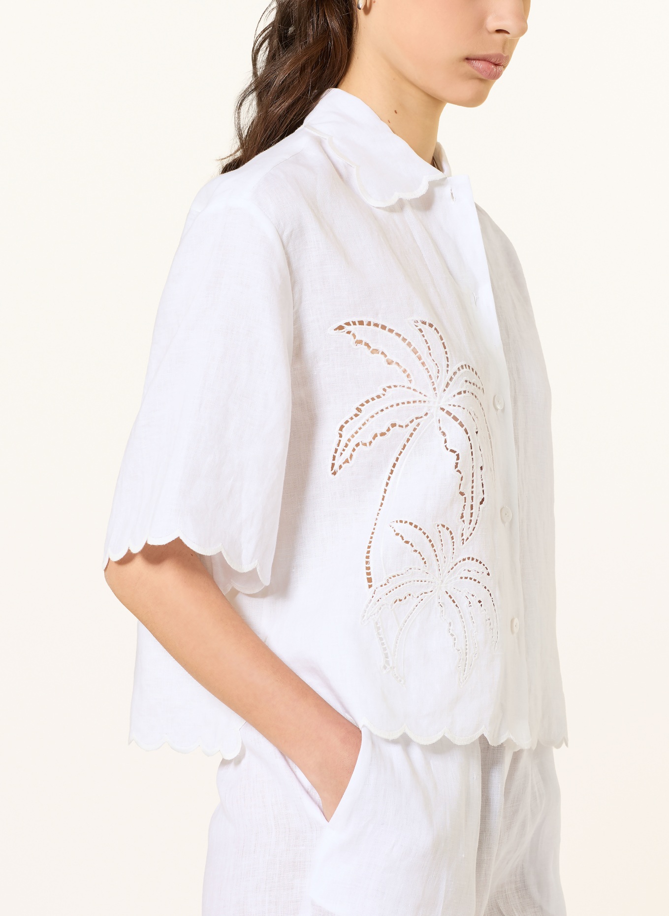 van Laack Linen blouse VL-TAISHA-E: WHITE