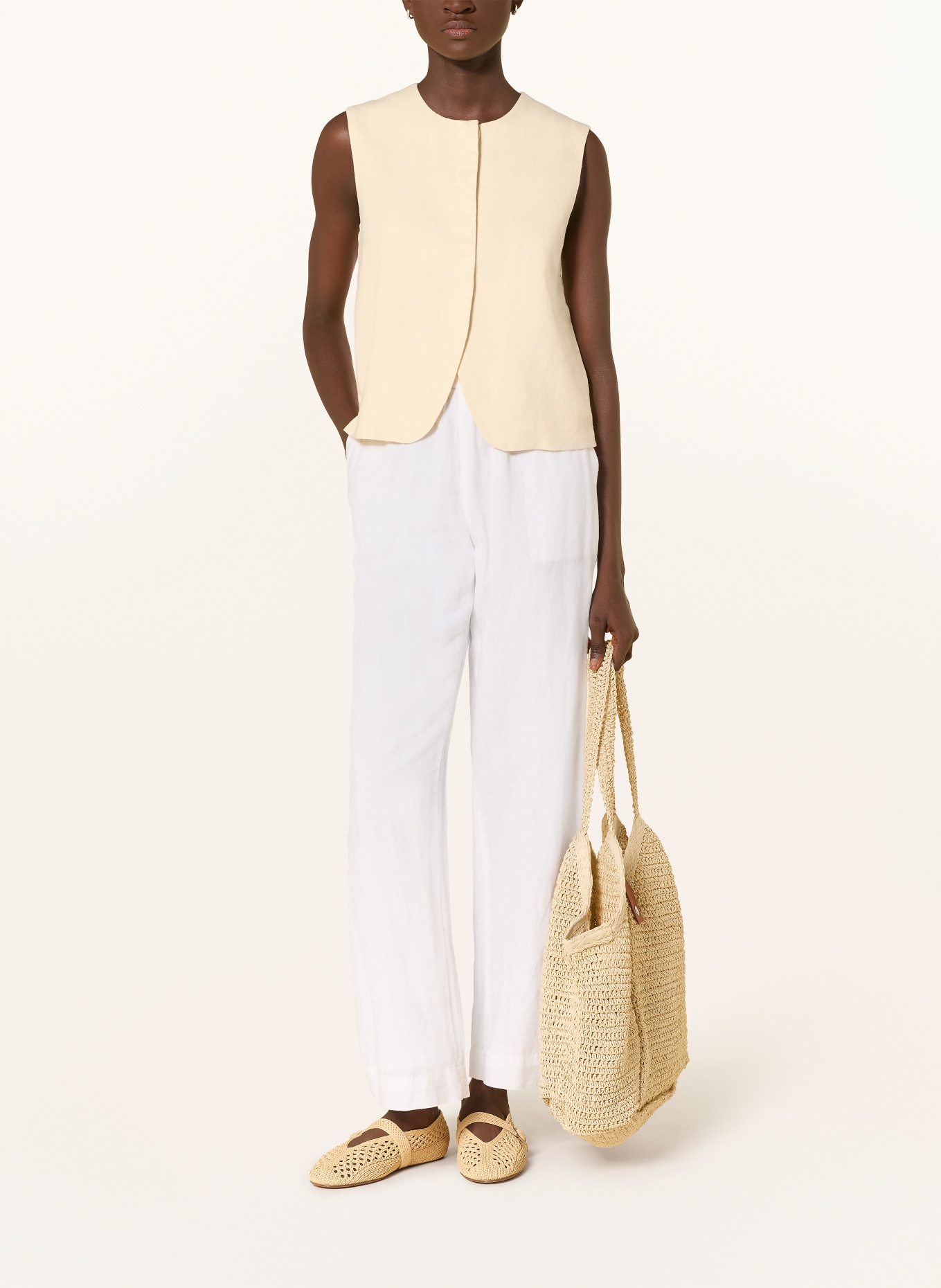 YERSE Gilet en lin RITA: ÉCRU