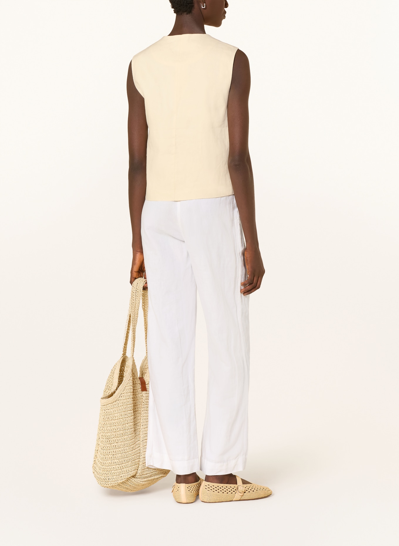 YERSE Gilet en lin RITA: ÉCRU