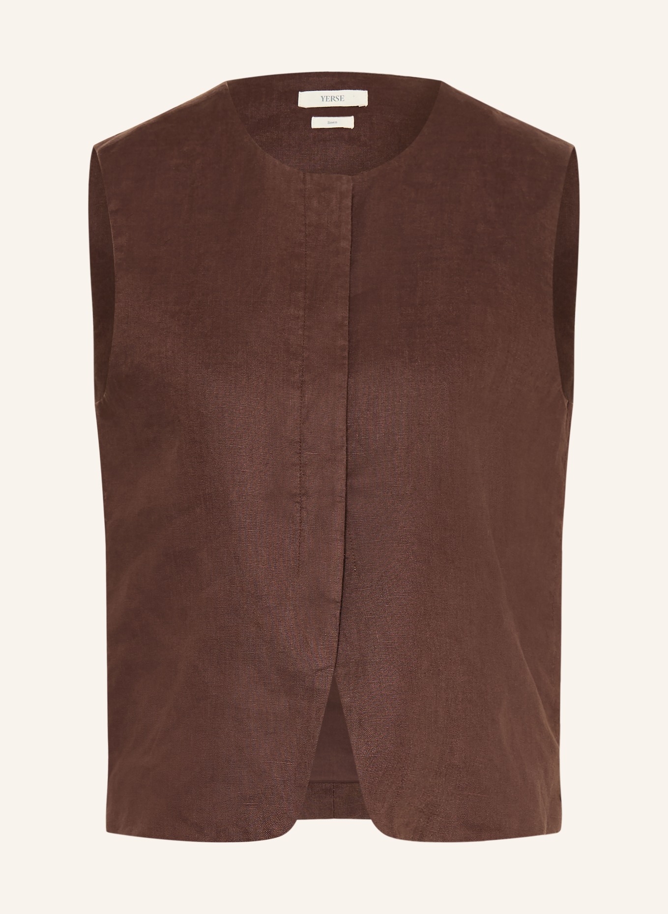 YERSE Kamizelka lniana RITA: CIEMNOBRĄZOWY