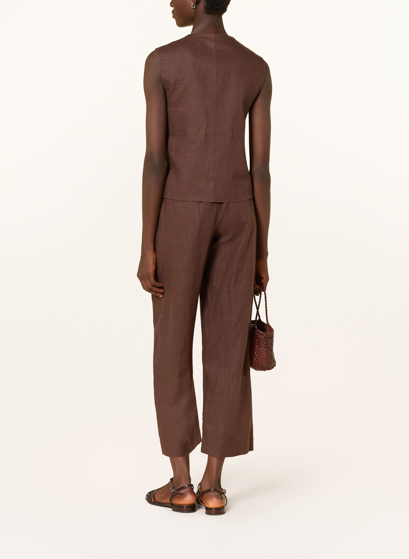 YERSE Kamizelka lniana RITA: CIEMNOBRĄZOWY