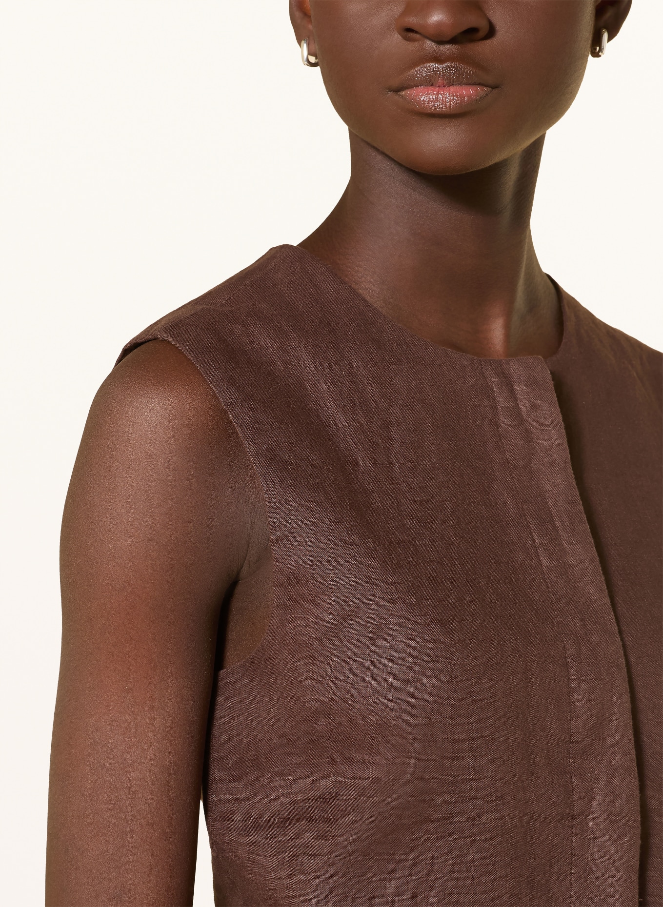 YERSE Kamizelka lniana RITA: CIEMNOBRĄZOWY