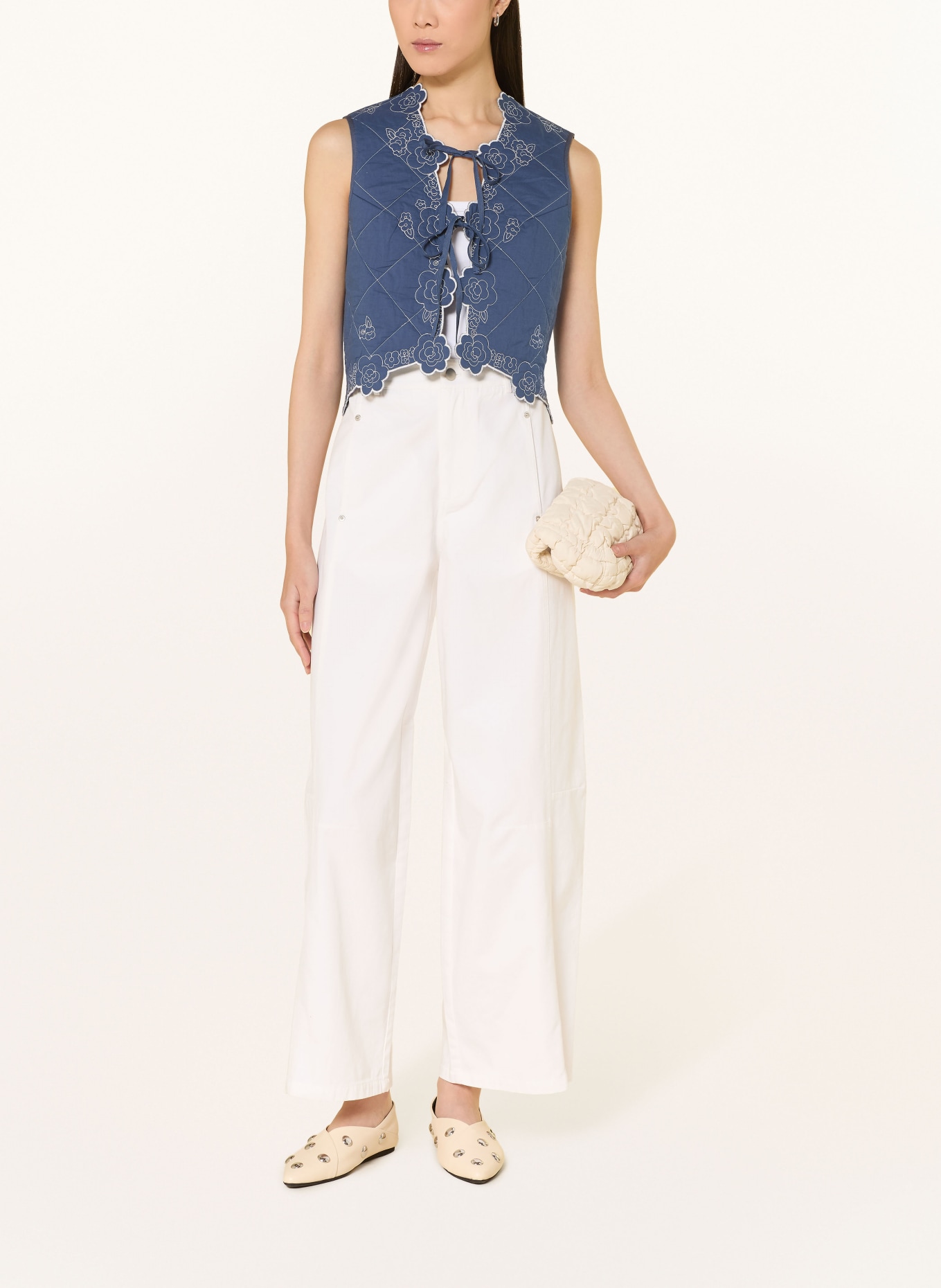 YERSE Vest CECILIE: BLAUW / WIT