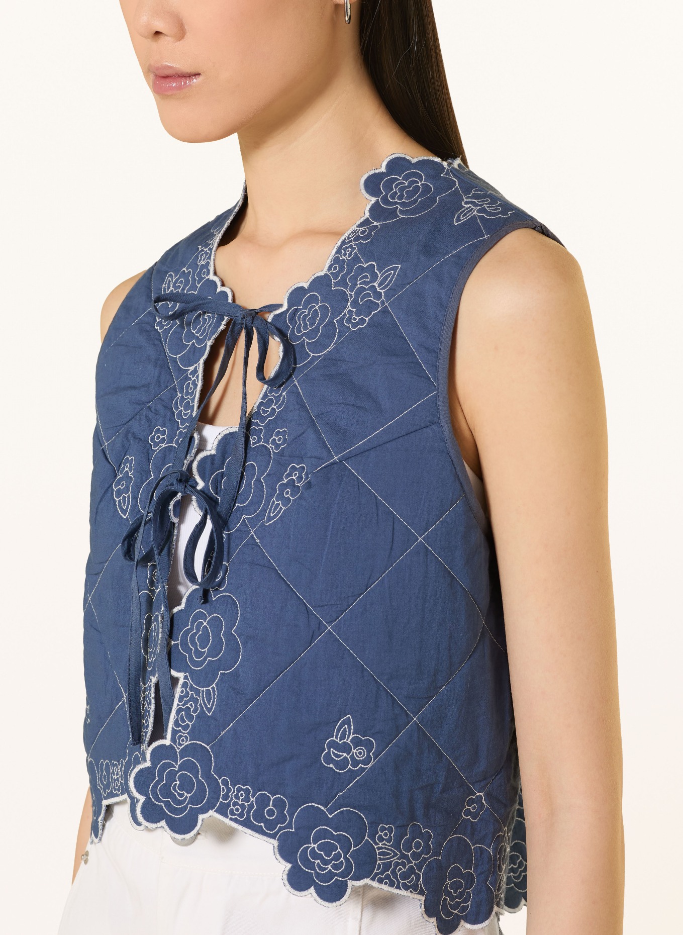 YERSE Vest CECILIE: BLAUW / WIT
