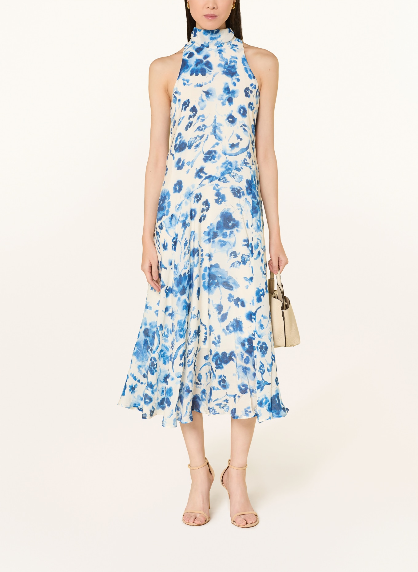 YERSE Šaty SARA: BÍLÁ / TMAVĚ MODRÁ / MODRÁ