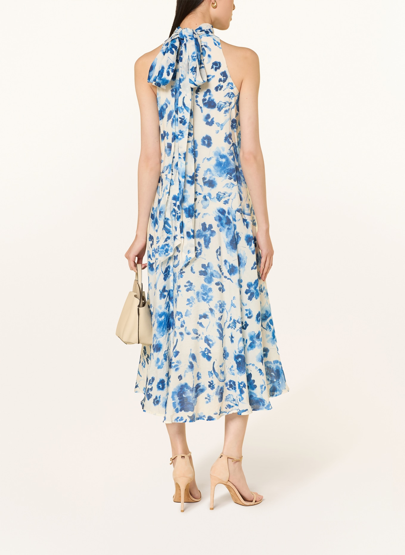 YERSE Šaty SARA: BÍLÁ / TMAVĚ MODRÁ / MODRÁ