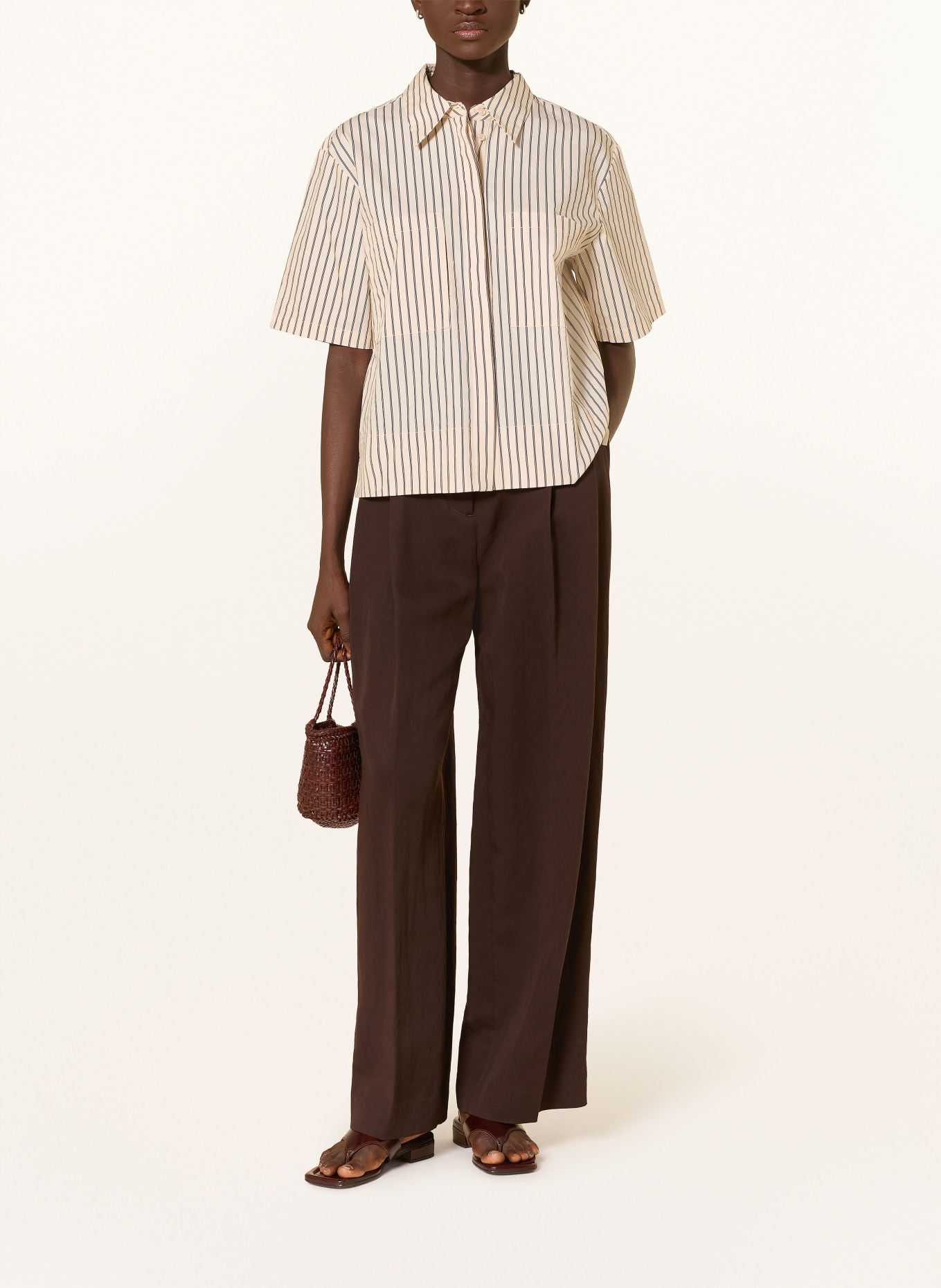 YERSE Hemdbluse MAGGIE: ECRU / BRAUN