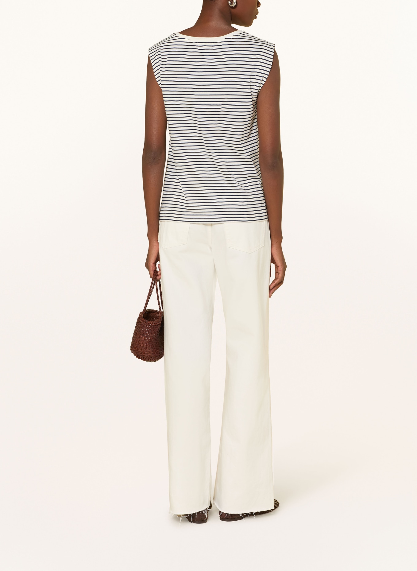 YERSE Top: ECRU / DUNKELBLAU