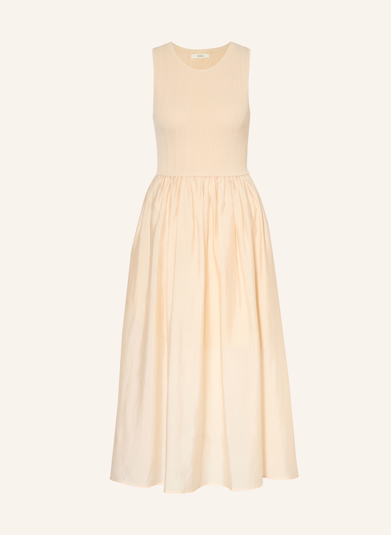 YERSE Šaty WATTS z kombinace materiálů: BÉŽOVÁ