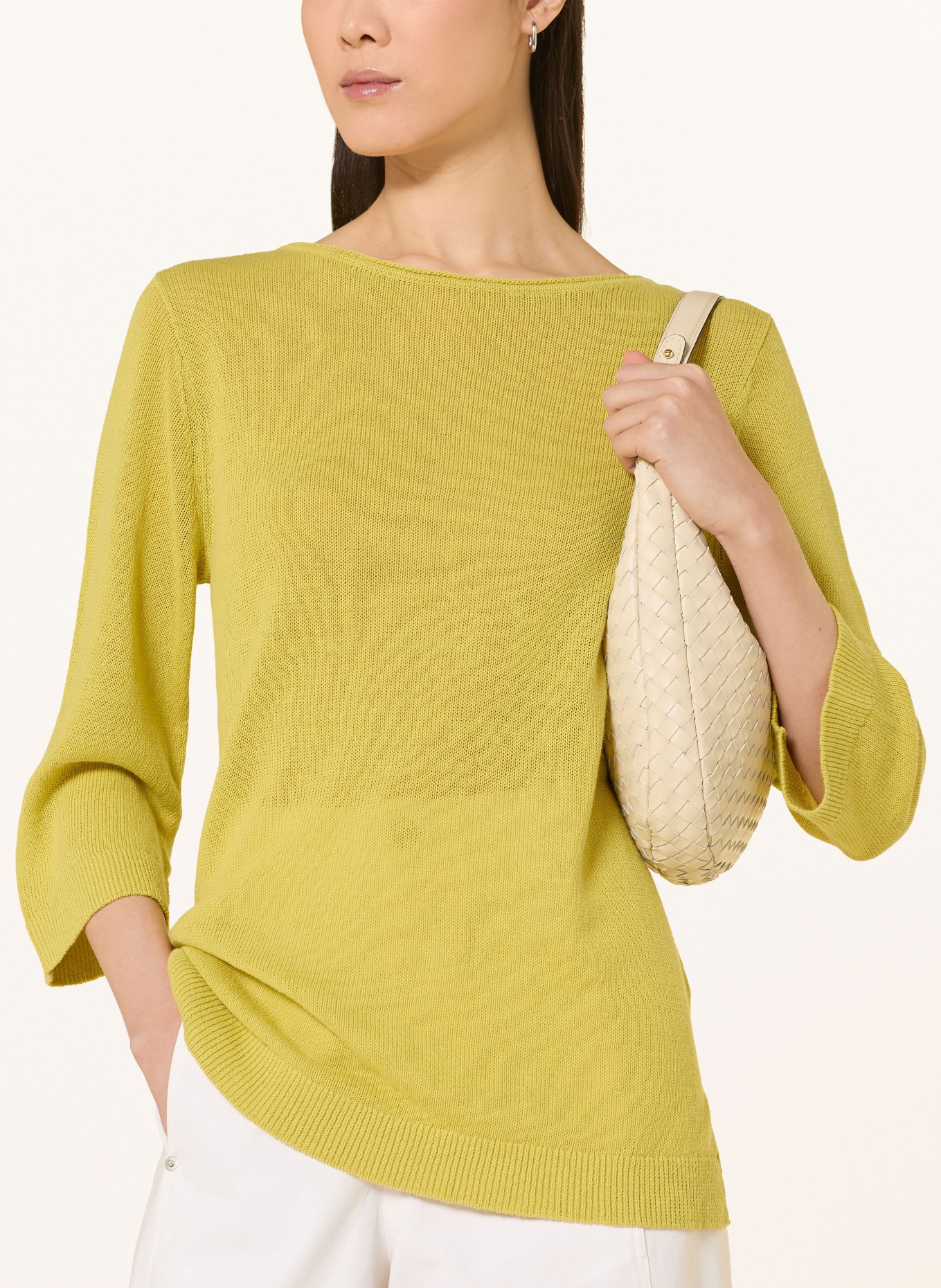 YERSE Lněný svetr CHARLOTTE: SVĚTLE ZELENÁ