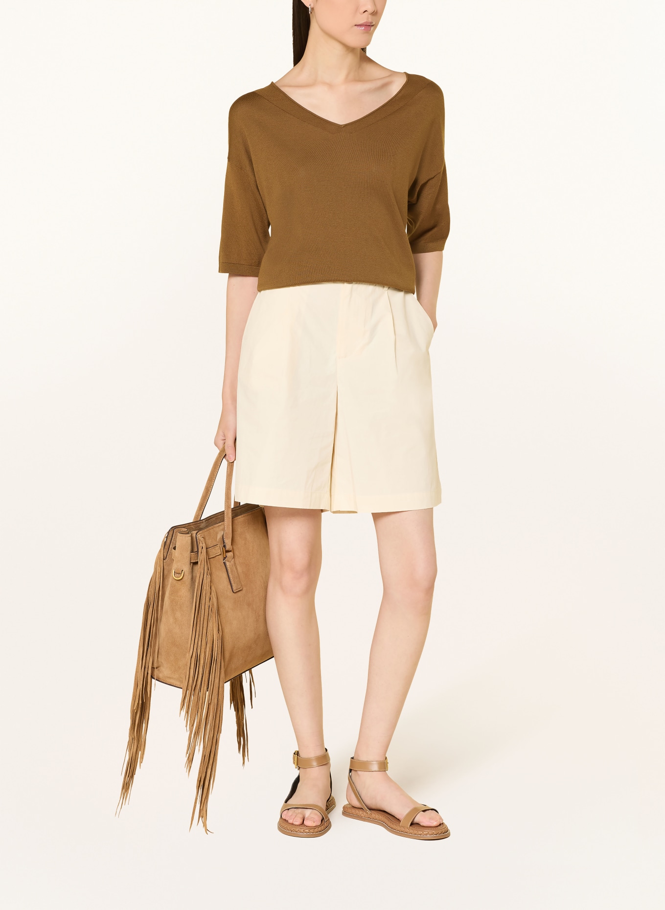 YERSE Svetr ALOE s 3/4 rukávem: OLIVOVÁ