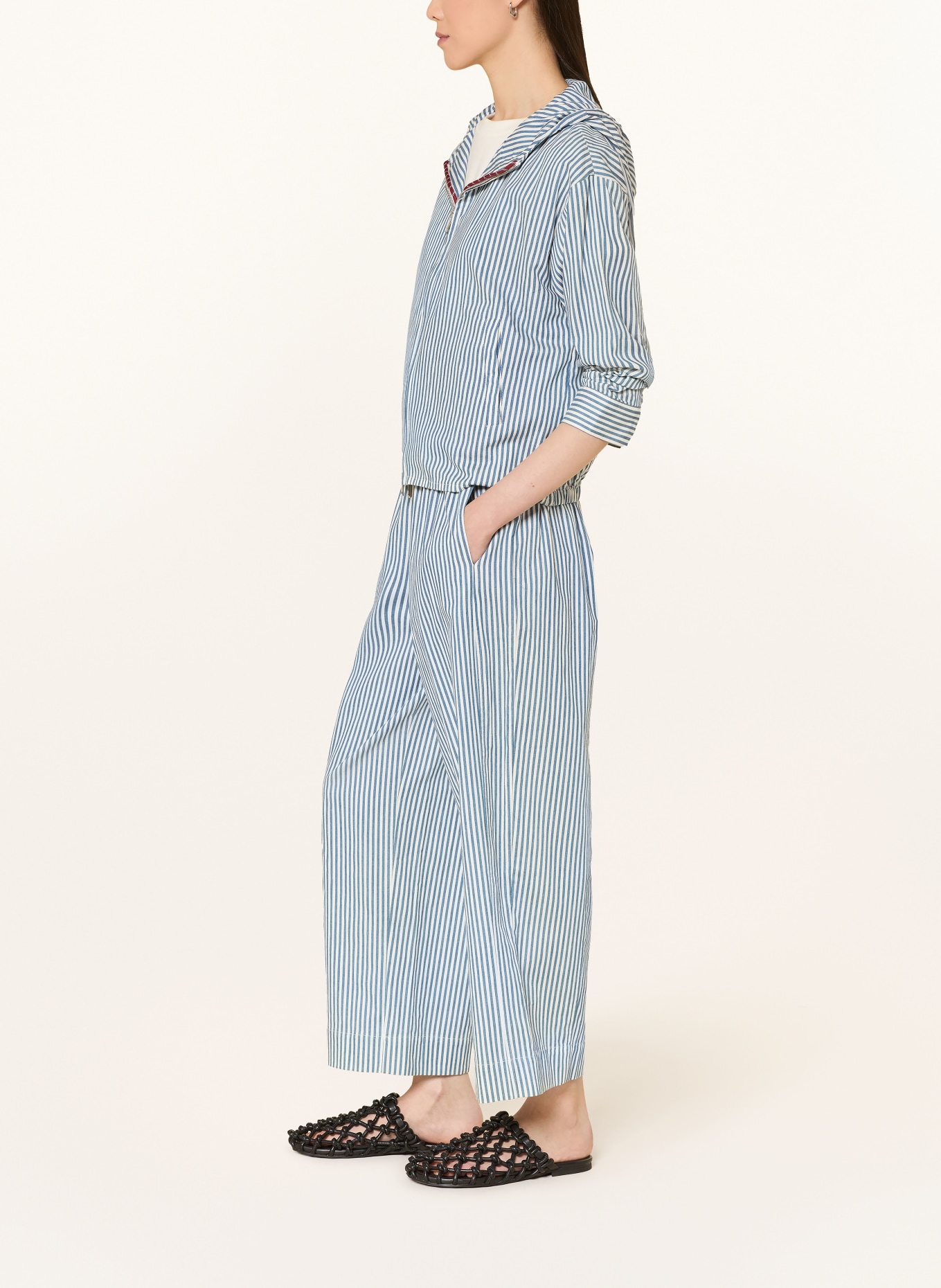 YERSE Broek BROOKLYN: WIT / BLAUW