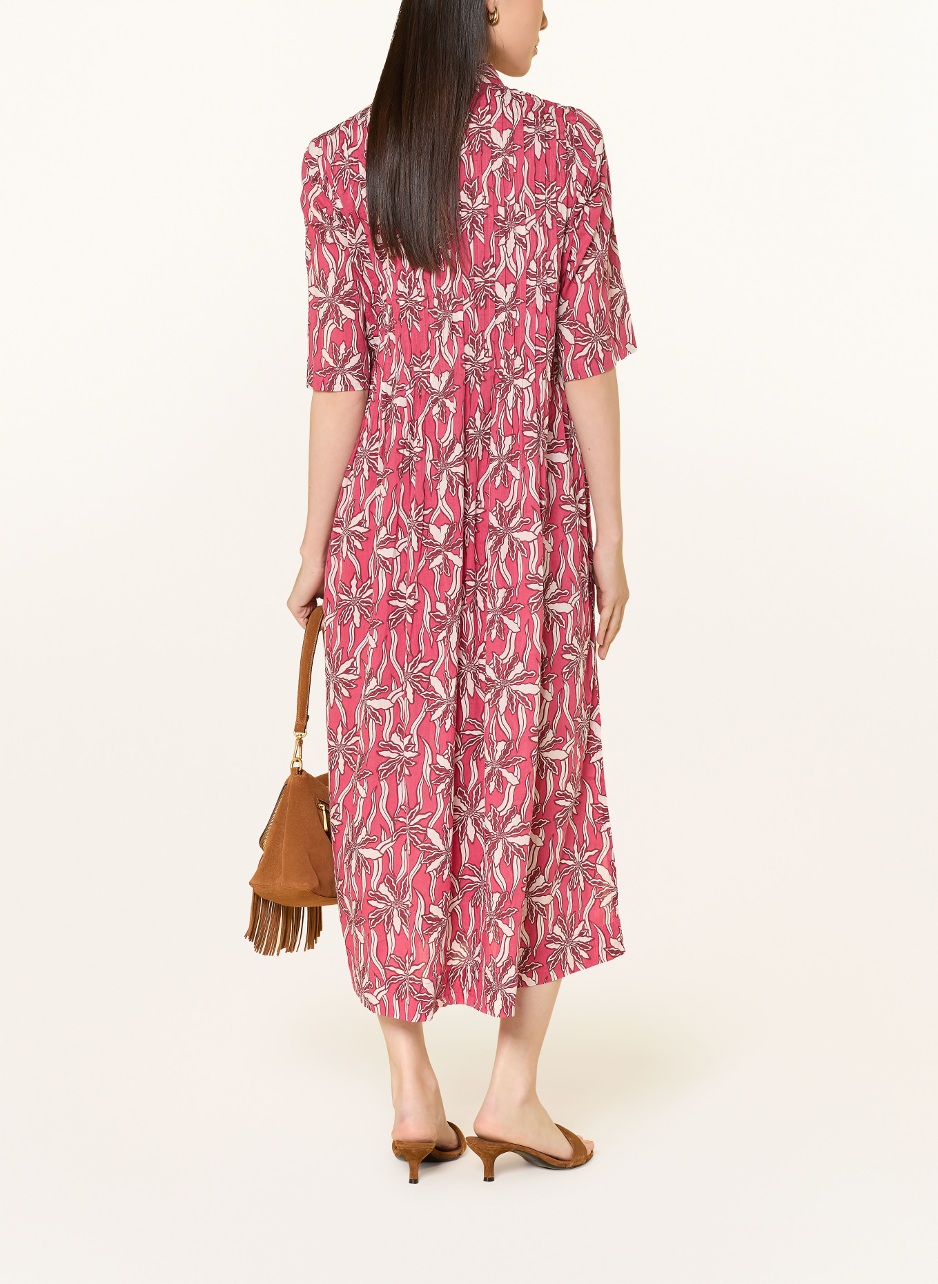 YERSE Overhemdjurk NARA: VIEUX ROSE / CRÈME / DONKERROOD