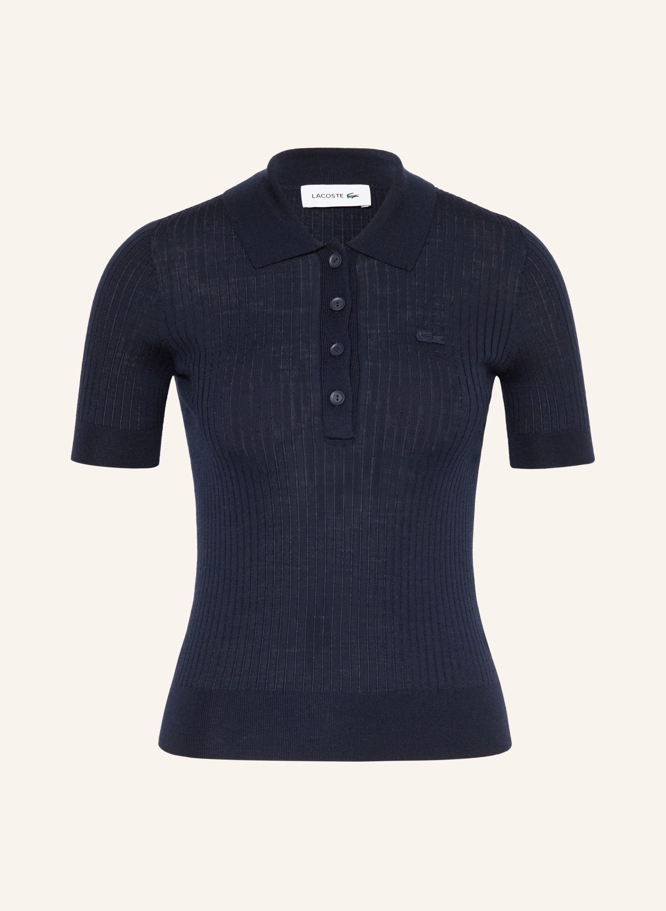 LACOSTE Pletené polo tričko z merino vlny: TMAVĚ MODRÁ