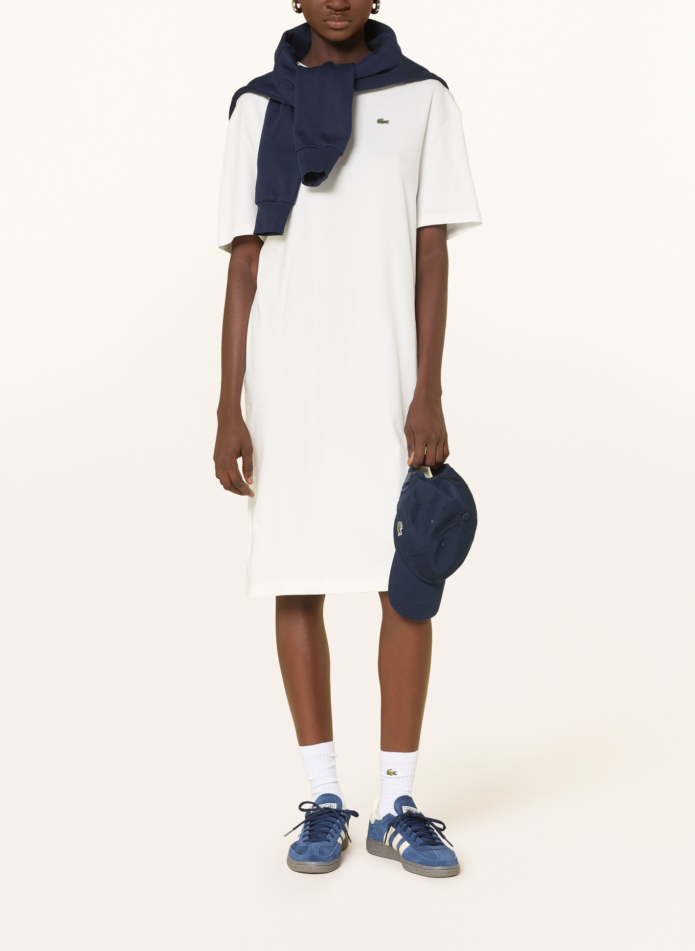 LACOSTE jerseyové šaty: BÍLÁ