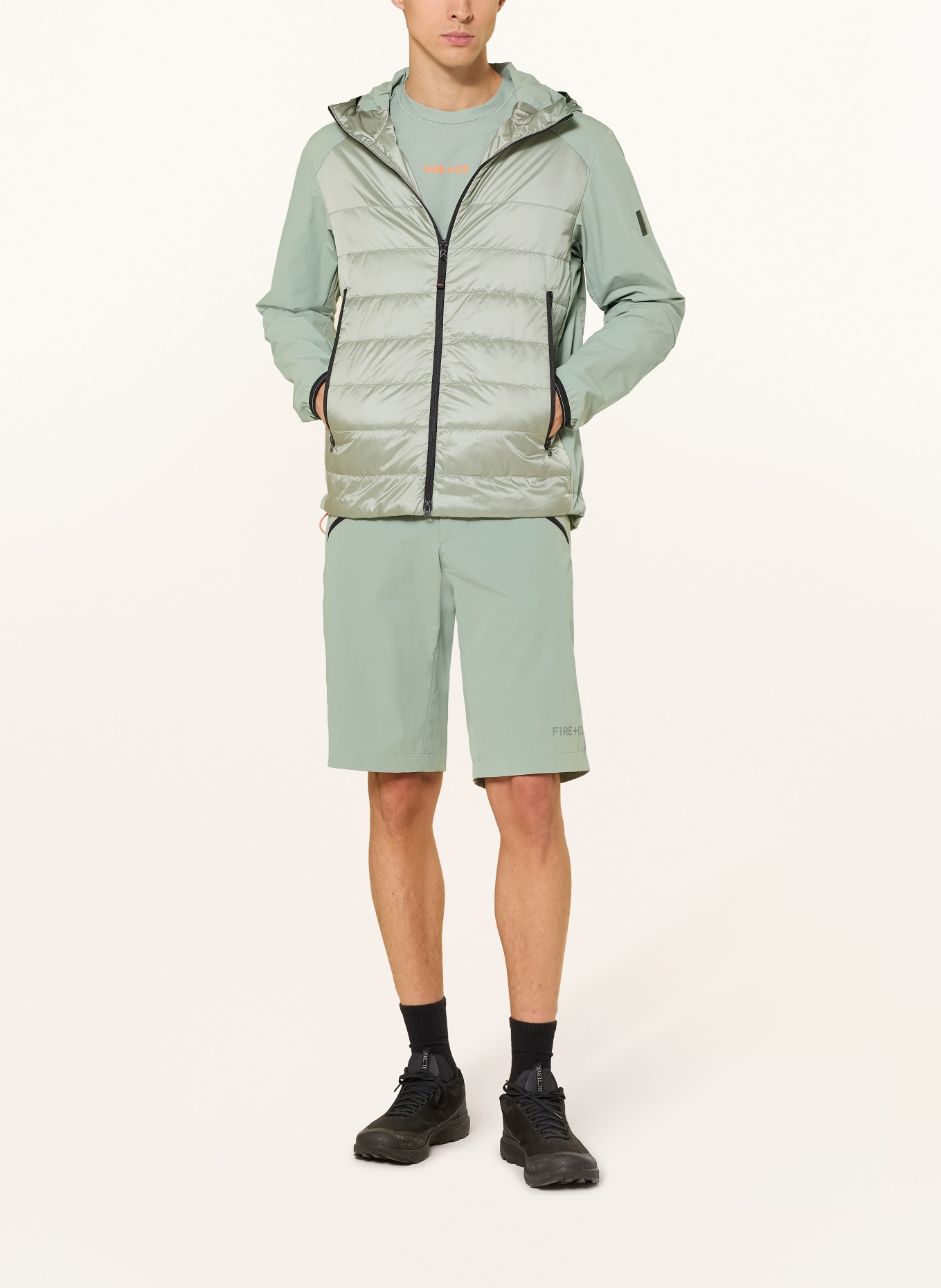 FIRE+ICE Hybrid-Steppjacke KEGAN: HELLGRÜN / SCHWARZ