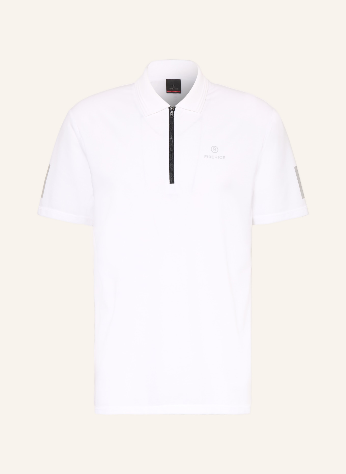 FIRE+ICE Koszulka polo z dżerseju MIKKA: BIAŁY / SZAROBRĄZOWY / CZARNY