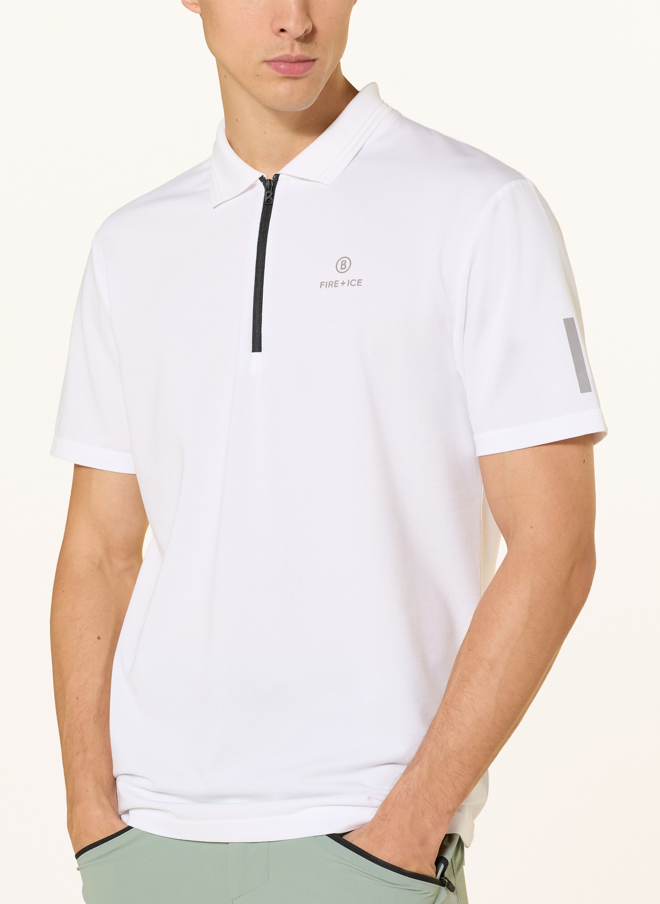 FIRE+ICE Koszulka polo z dżerseju MIKKA: BIAŁY / SZAROBRĄZOWY / CZARNY