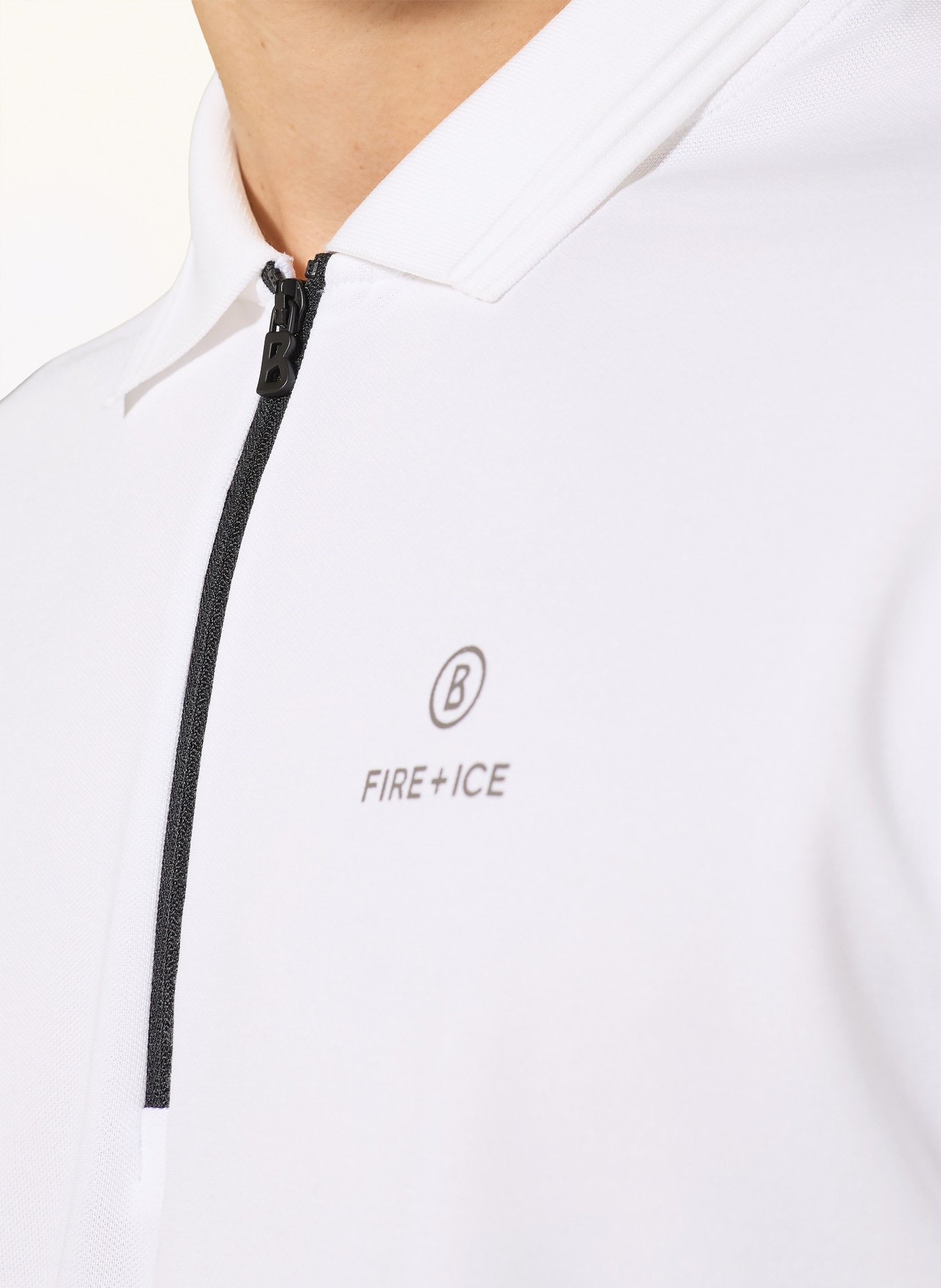 FIRE+ICE Koszulka polo z dżerseju MIKKA: BIAŁY / SZAROBRĄZOWY / CZARNY