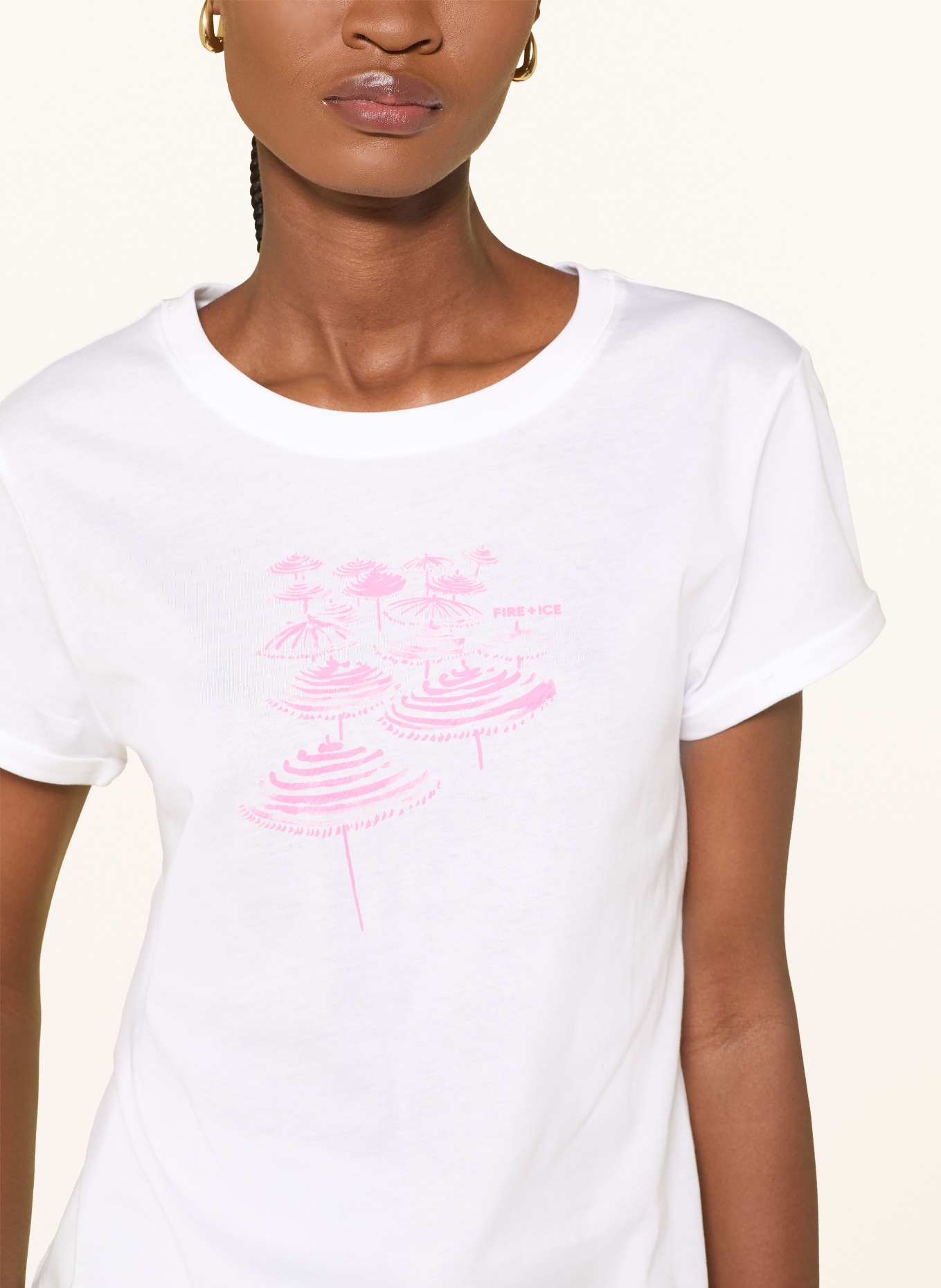 FIRE+ICE Tričko DEBRA: BÍLÁ / NEONOVĚ RŮŽOVÁ