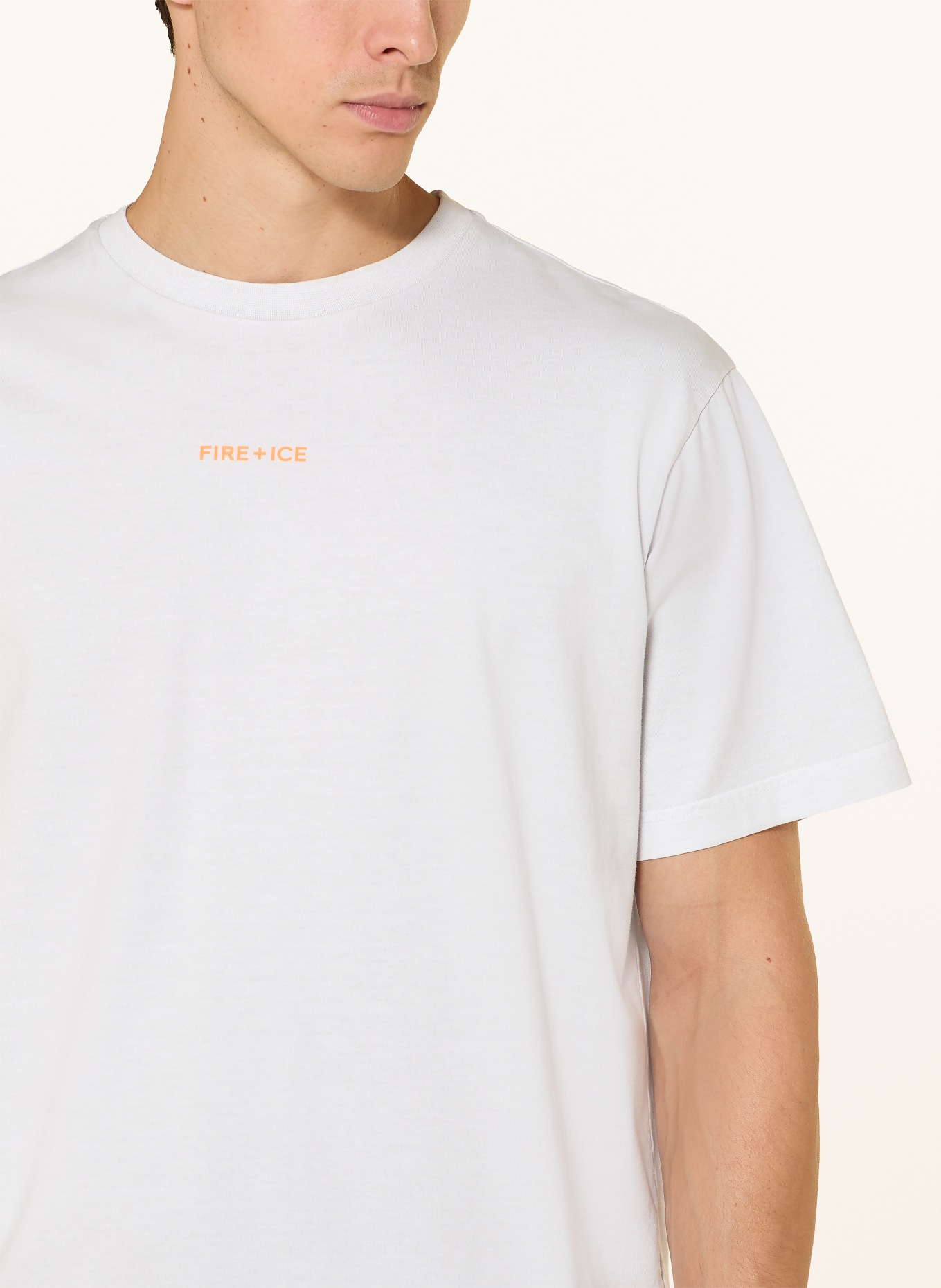 FIRE+ICE T-Shirt AVAN: HELLGRAU / NEONORANGE
