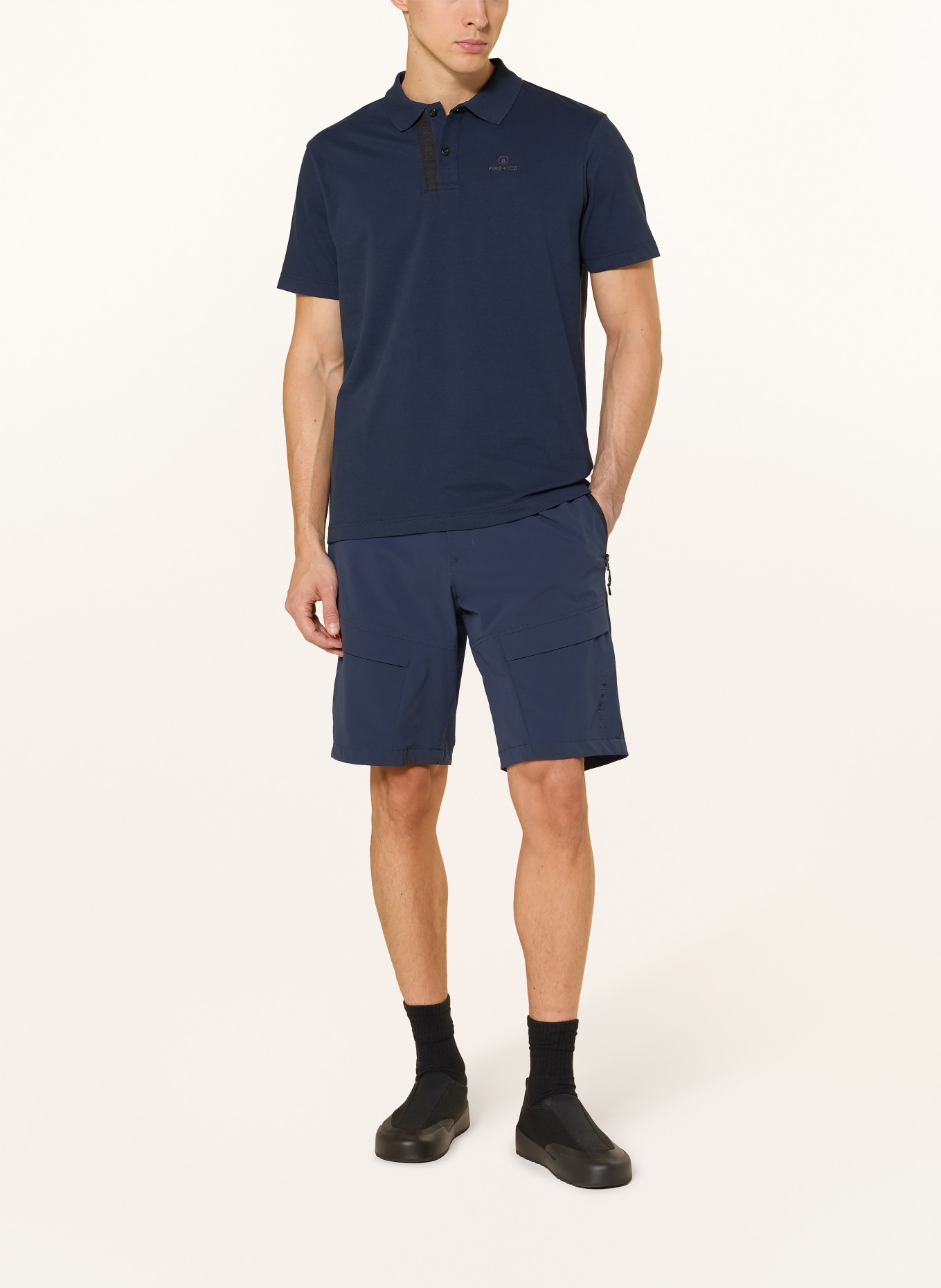 FIRE+ICE Koszulka polo z pikowanym wzorem RAMON4: GRANATOWY