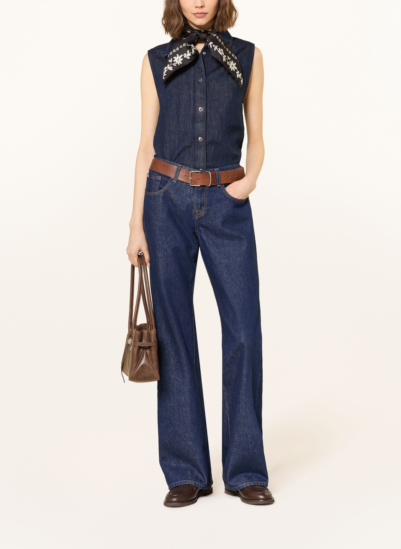 7 for all mankind BLOSSOM denim vest with linen: DARK BLUE