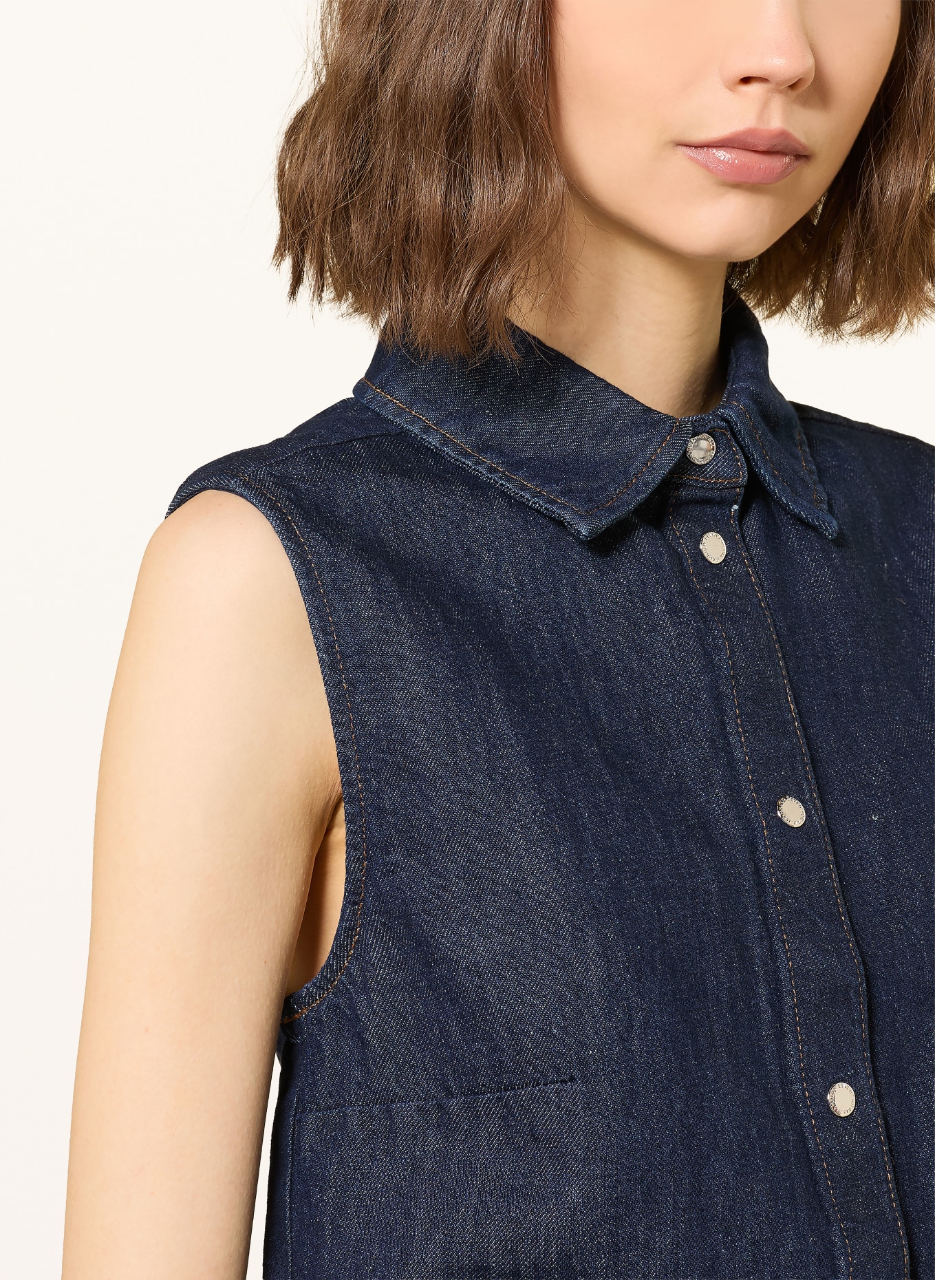 7 for all mankind BLOSSOM denim vest with linen: DARK BLUE