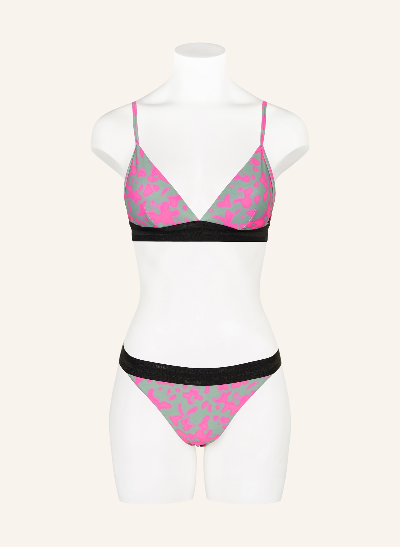 FIRE+ICE Triangel-Bikini-Top HANKA3: GRÜN / NEONPINK / SCHWARZ