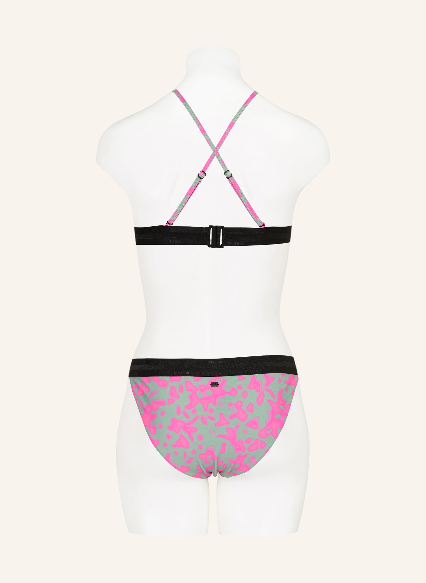 FIRE+ICE Triangel-Bikini-Top HANKA3: GRÜN / NEONPINK / SCHWARZ