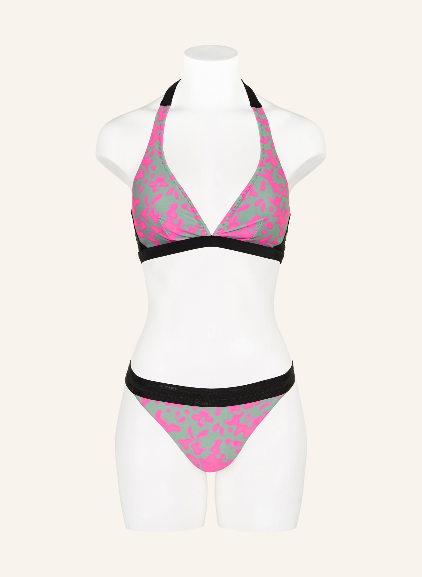 FIRE+ICE Neckholder-Bikini-Top JASMIN2: GRÜN / NEONPINK / SCHWARZ