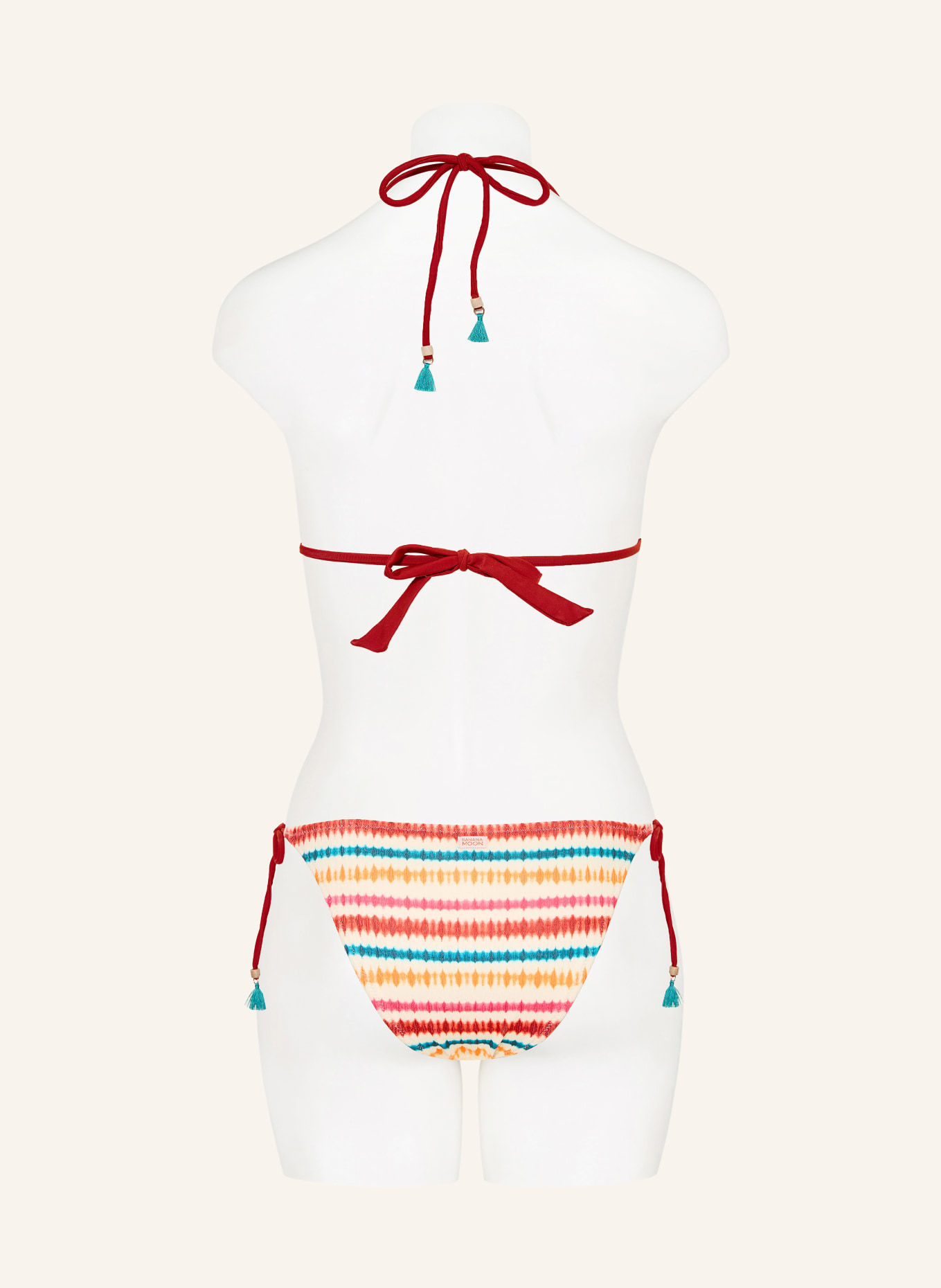 BANANA MOON LAZU triangle bikini: ECRU / DARK RED / TEAL