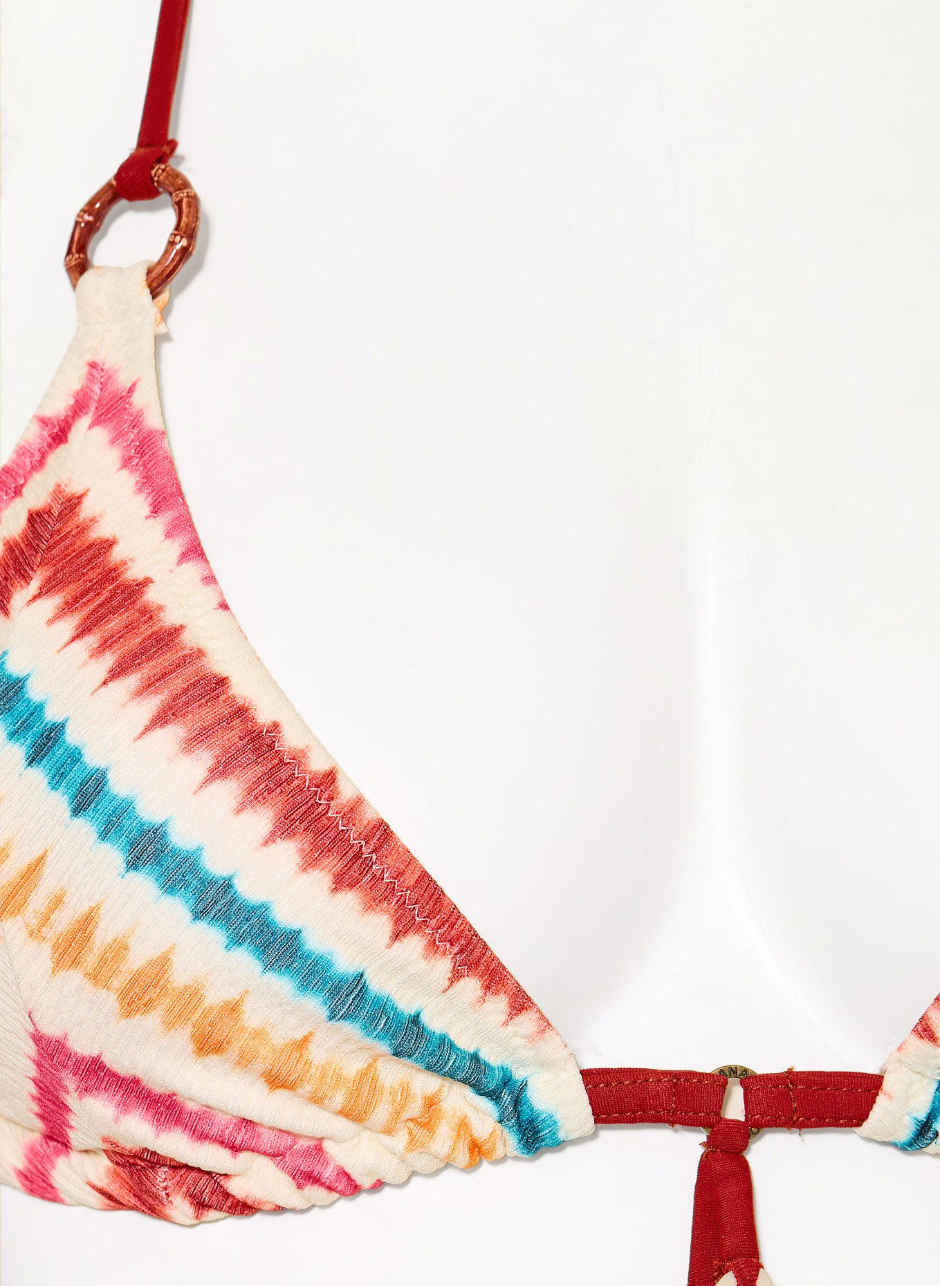 BANANA MOON LAZU triangle bikini: ECRU / DARK RED / TEAL